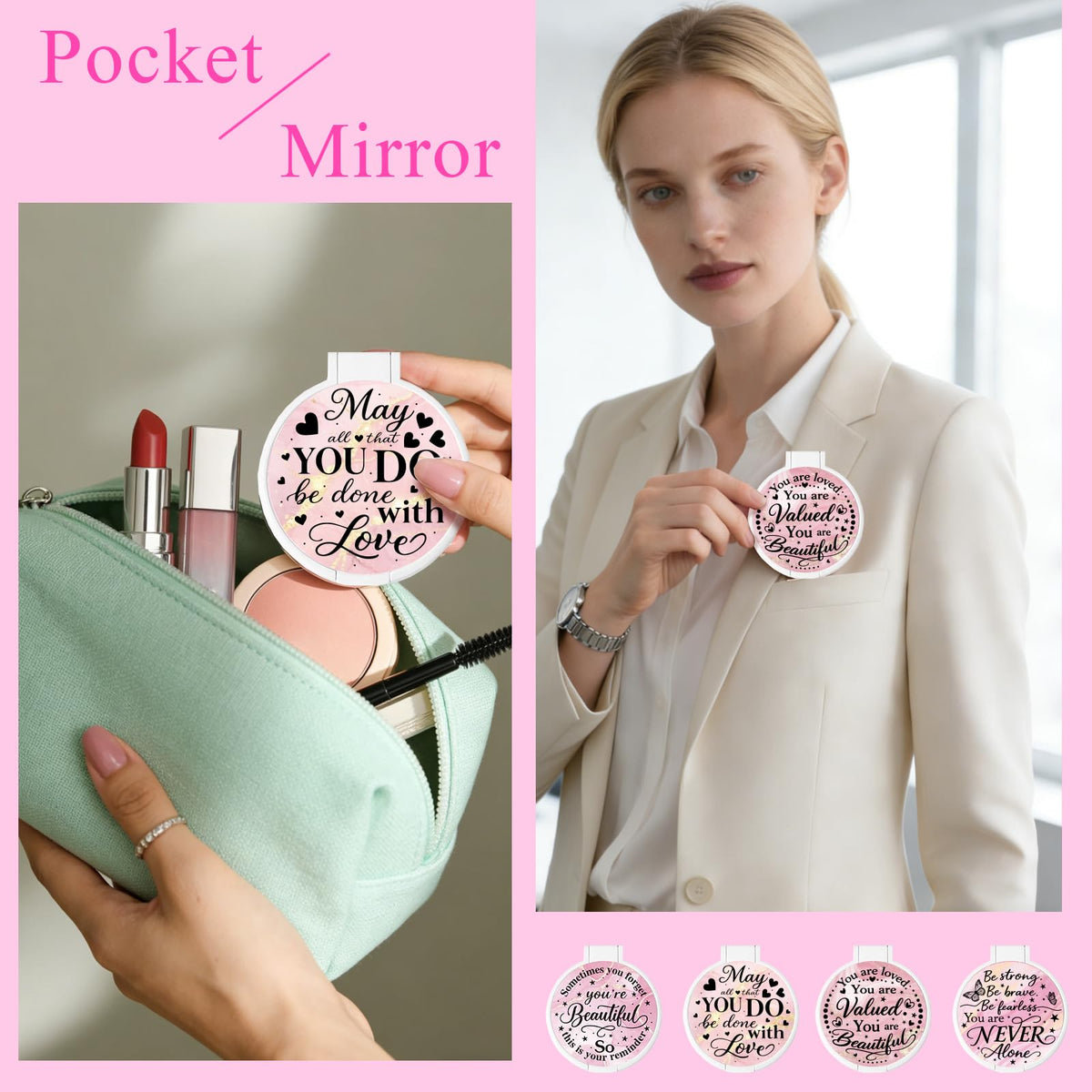 100Pcs Round Folding Hand Compact Mini Pocket Mirrors Bulk - GLASSWINDS Official Imagery - 8
