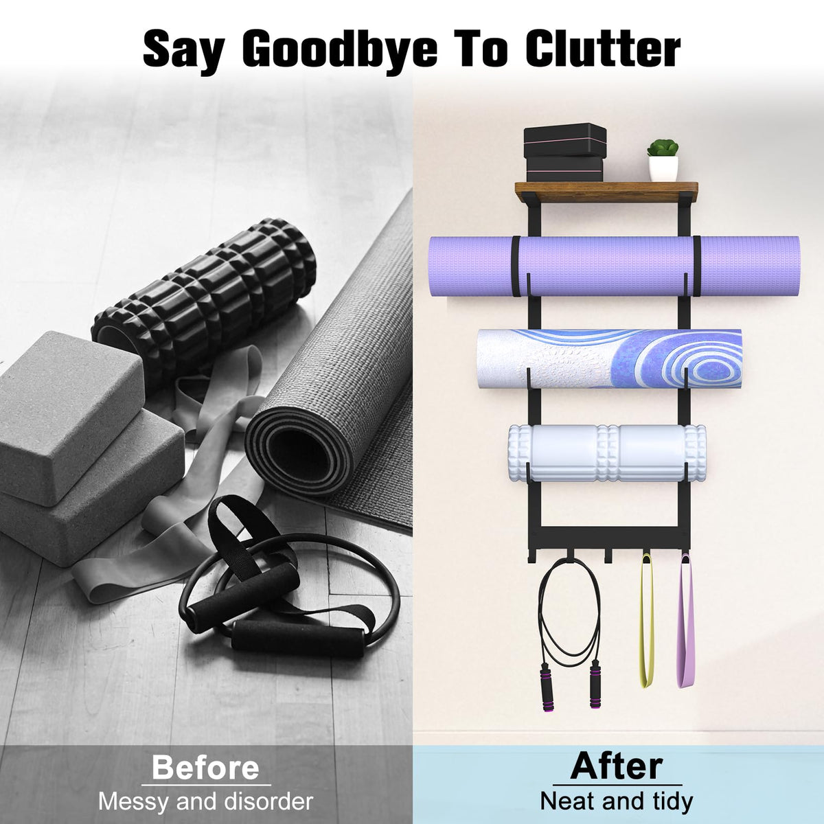 Home Gym Storage Rack for Yoga Mat Holder Wall Mount - BSTSLL Official Imagery - 6