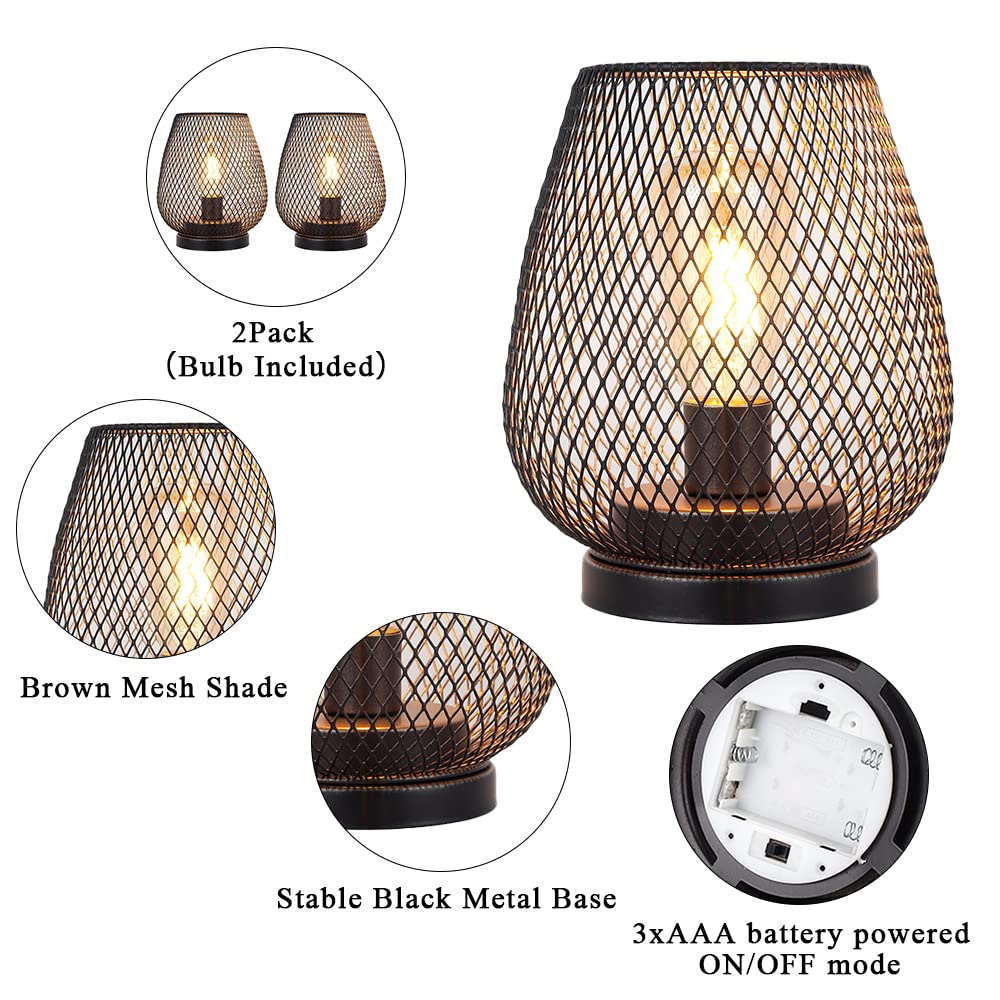 JHY DESIGN Set of 2 Metal Cage LED Lantern Battery Powered - JHY DESIGN Official Imagery - 4