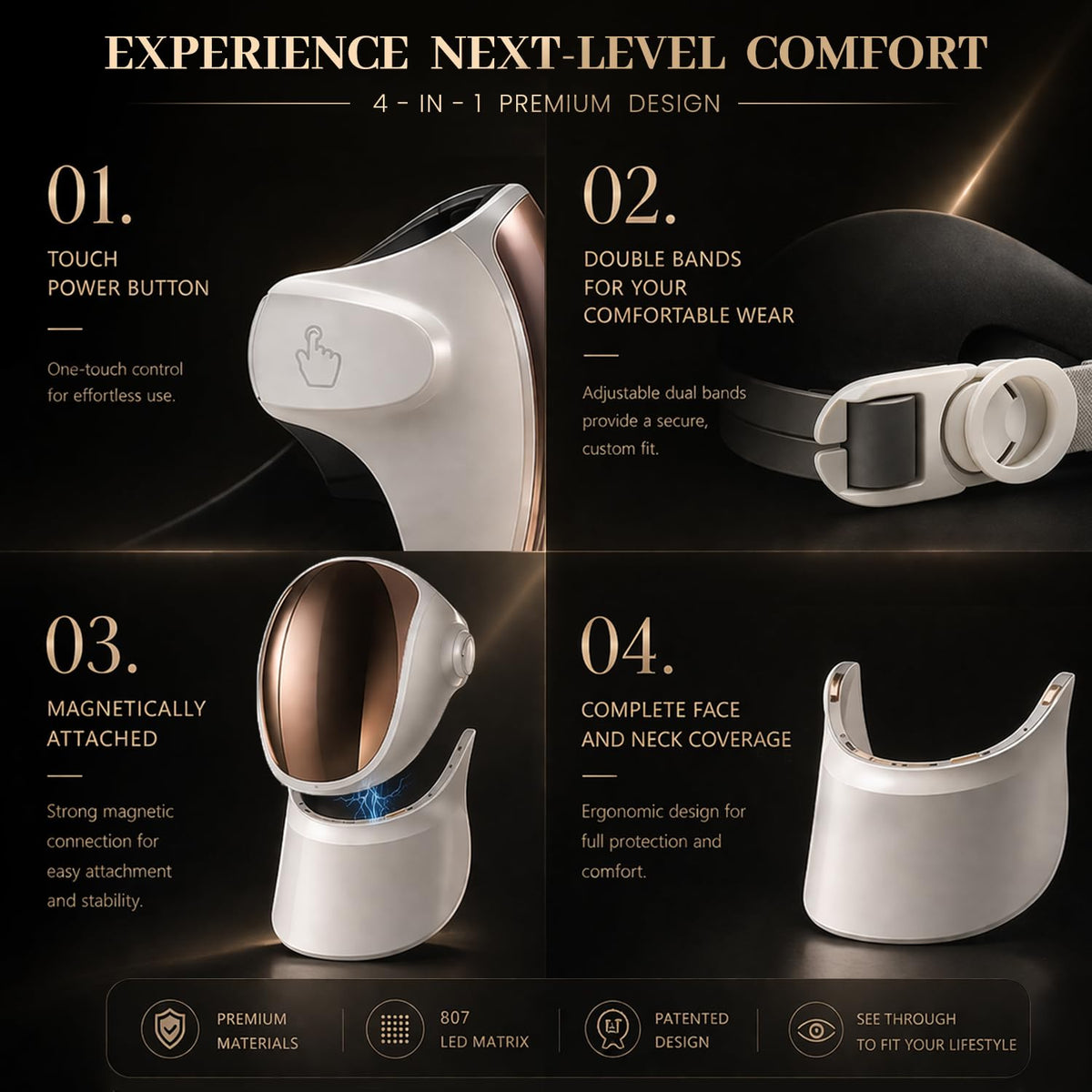 Aphrona Halo Led Face Mask Led Light Therapy for face Facial - Aphrona Official Imagery - 7