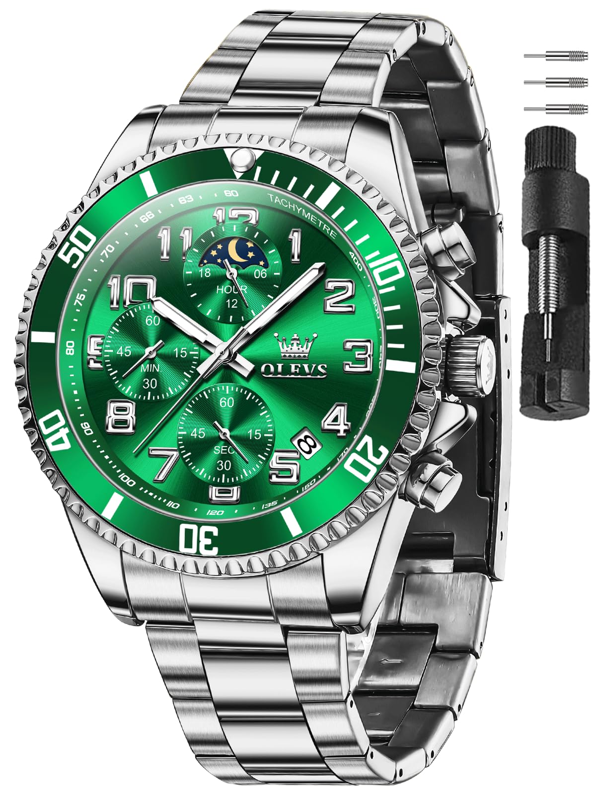 OLEVS Watches for Men Stainless Steel Dress Men Watch with Date - View 8
