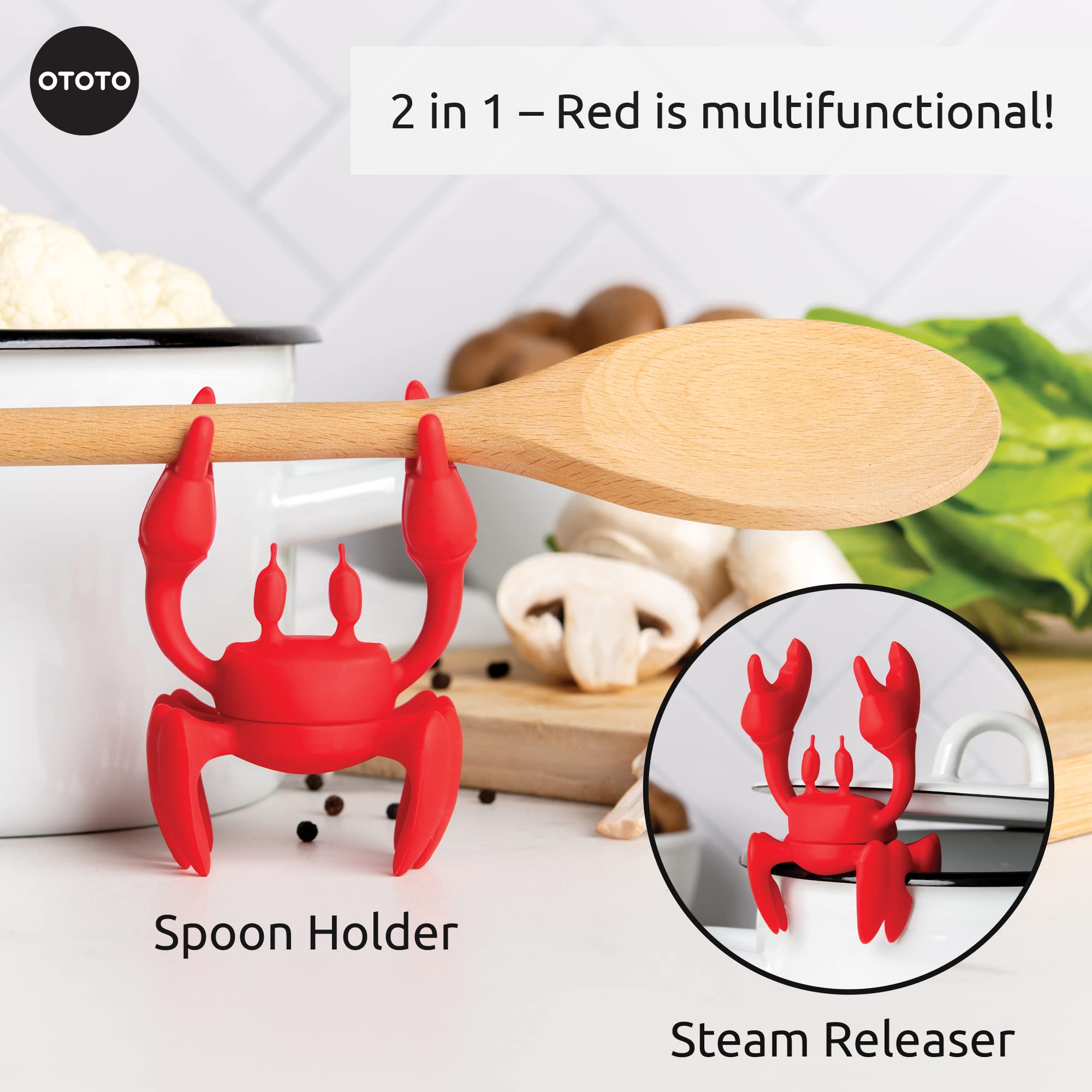 OTOTO 2 in 1 Silicone Spoon Rest & Steam Releaser - Large Spoon Holder - View 4