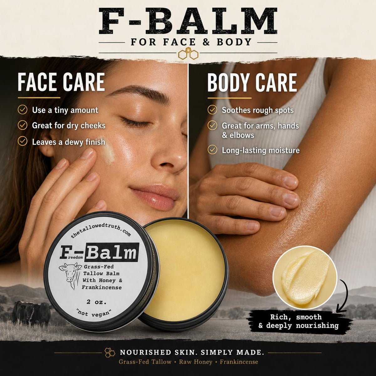 The Tallowed Truth Beef Tallow and Honey Balm 2 oz - The Tallowed Truth Official Imagery - 4