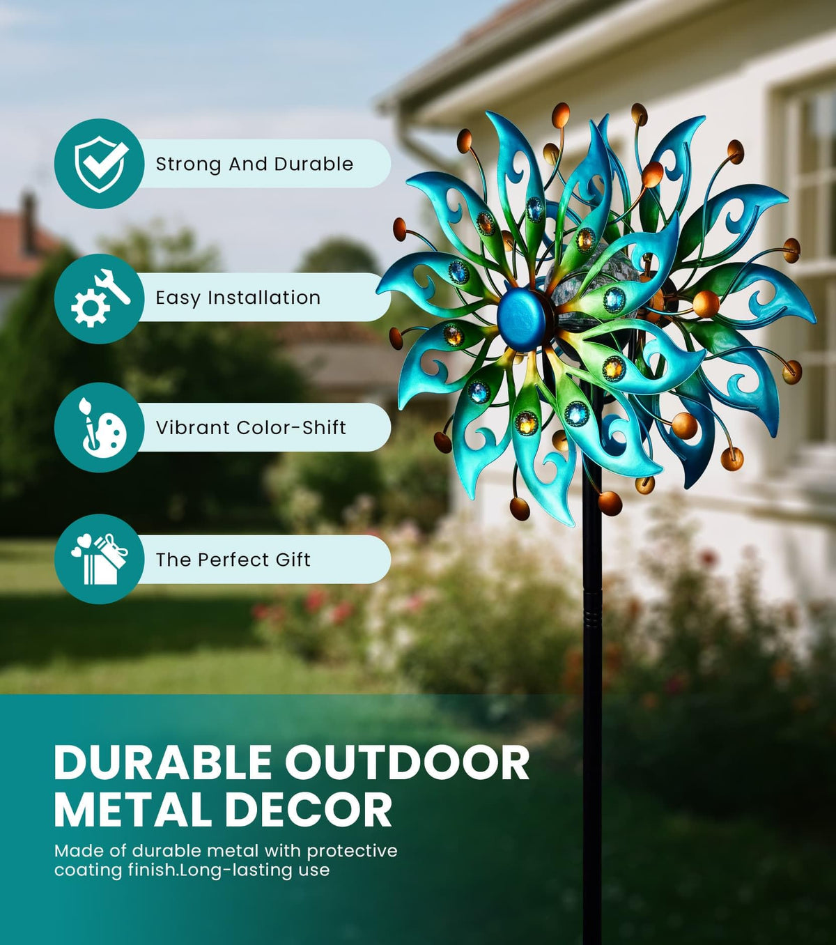 Solar Wind Spinners Outdoor Yard Decorations Outdoor Peacock - VUFOZ Official Imagery - 7