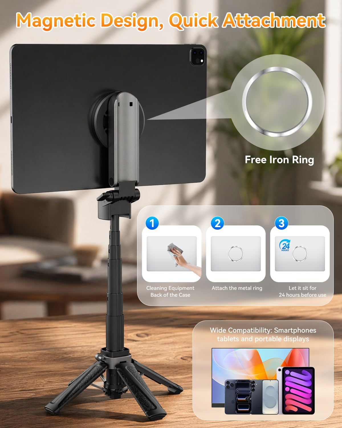 Portable Travel Monitor Stand Magnetic Height Adjustable - ALAFLY Official Imagery - 6