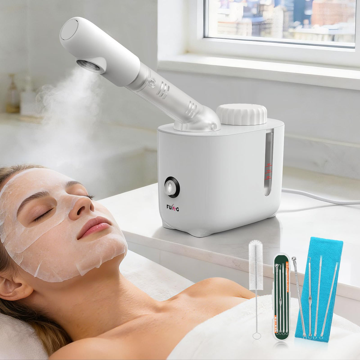 Facial Steamer Nano Ionic Face Steamer with 360 Rotating Arm - FULOG Official Imagery - 1
