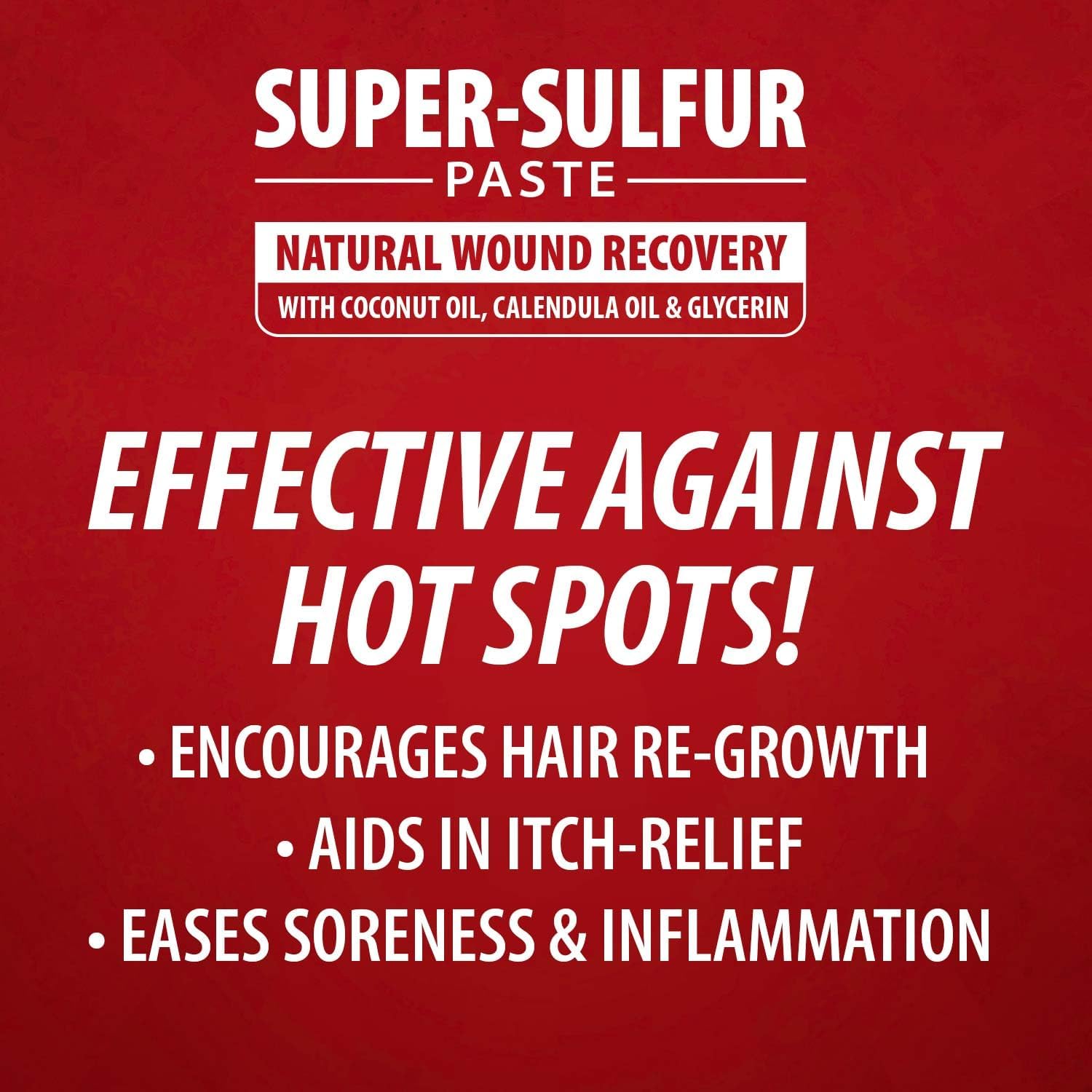 Jeffers Super Sulfur Natural Healing Paste for Dogs, Cats, and Horses in 8 oz jar, used for wound care and skin healing.