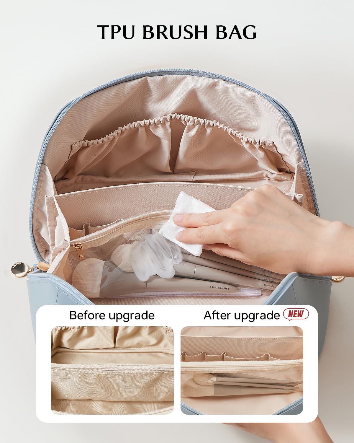 EACHY Travel Makeup Bag for Women Flat Open Cosmetic Bag - EACHY Official Imagery - 4