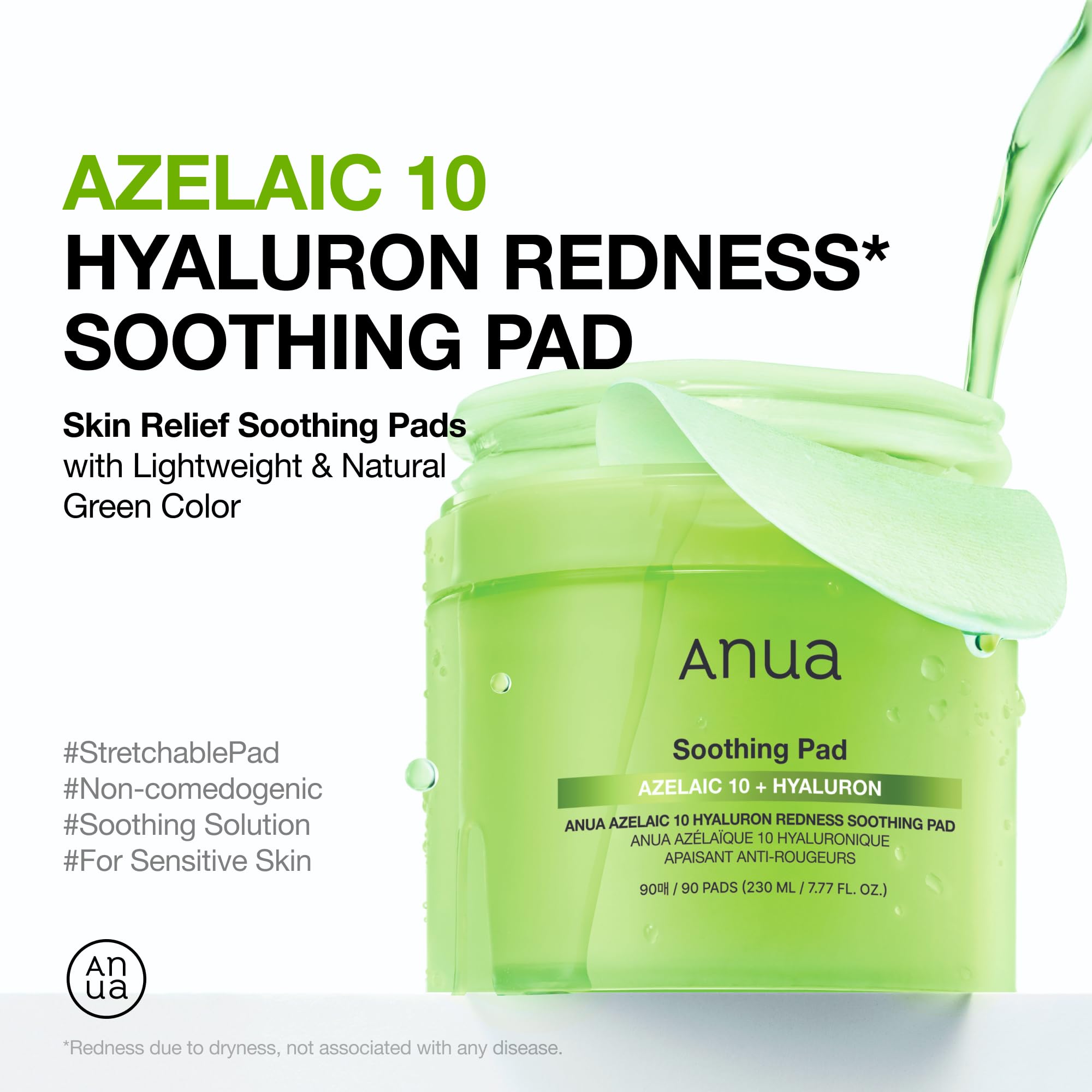 Anua Azelaic Acid 10 Hyaluronic Acid Soothing Toner Pads, 90 Pads - ANUA