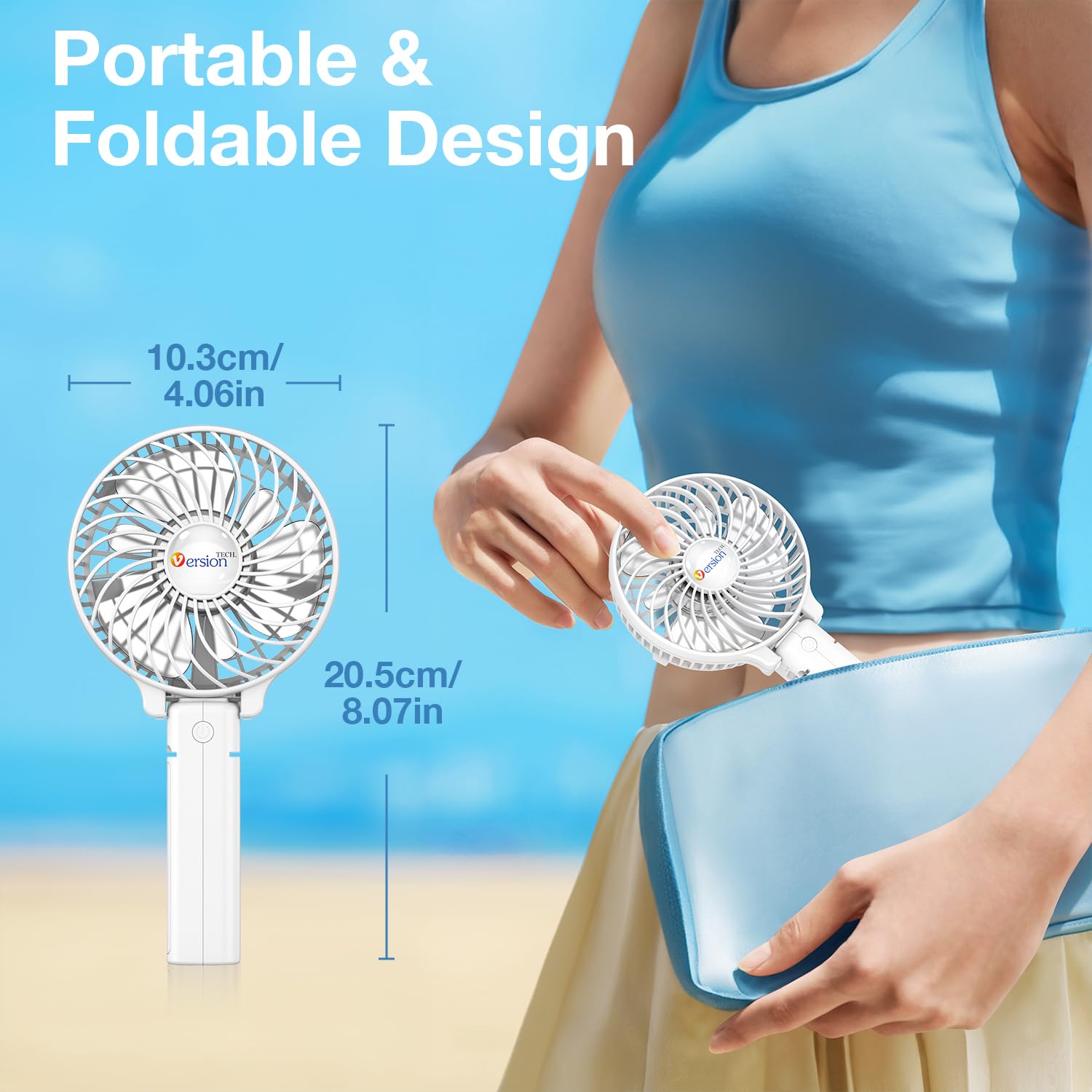 VersionTECH. Portable Handheld Fan, Powerful+Durable+4000mAh+180° by VersionTECH. - Angle View 2