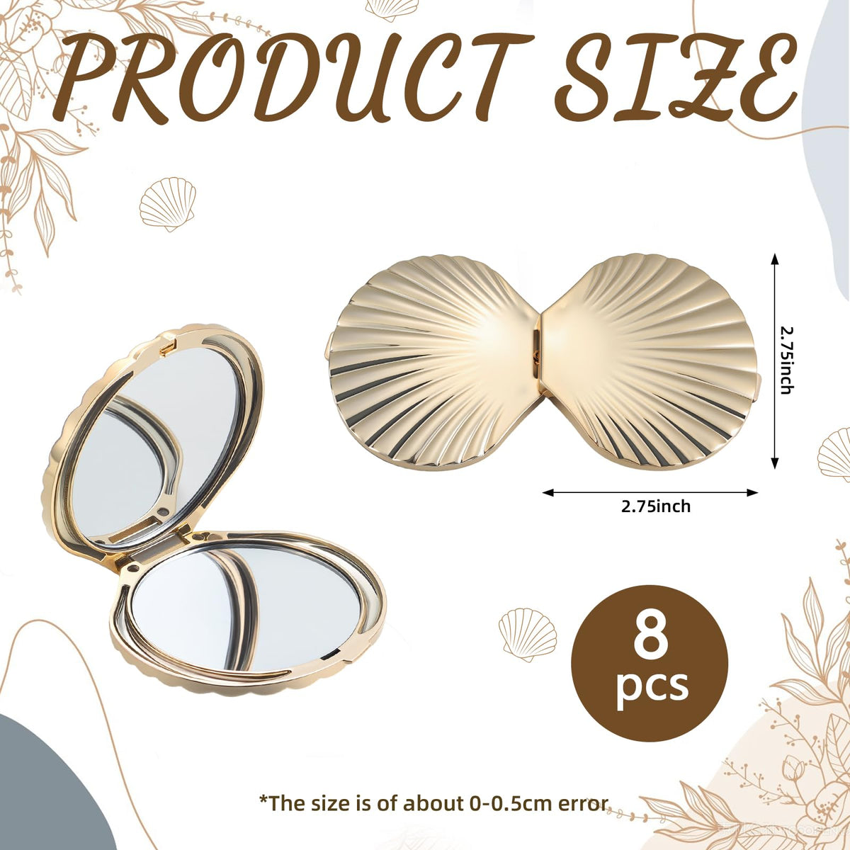 Novabright 8 Pcs 2 7 Inch Gold Sea Shell Compact Pocket - Novabright Official Imagery - 4