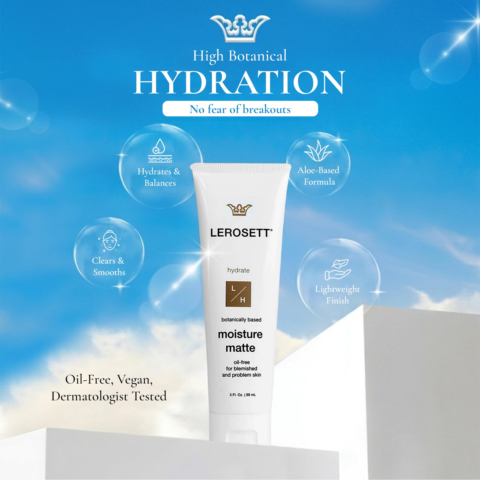 LEROSETT Oil-Free Moisturizer for Oily & Sensitive Skin, Lightweight Matte Hydration, Vegan Moisturizer, Aloe-Based with Vit-B5 + 7 Soothing Herbals, Non-comedogenic, Fragrance Free - 3 oz - Gunilla Of Sweden Official Product View 8