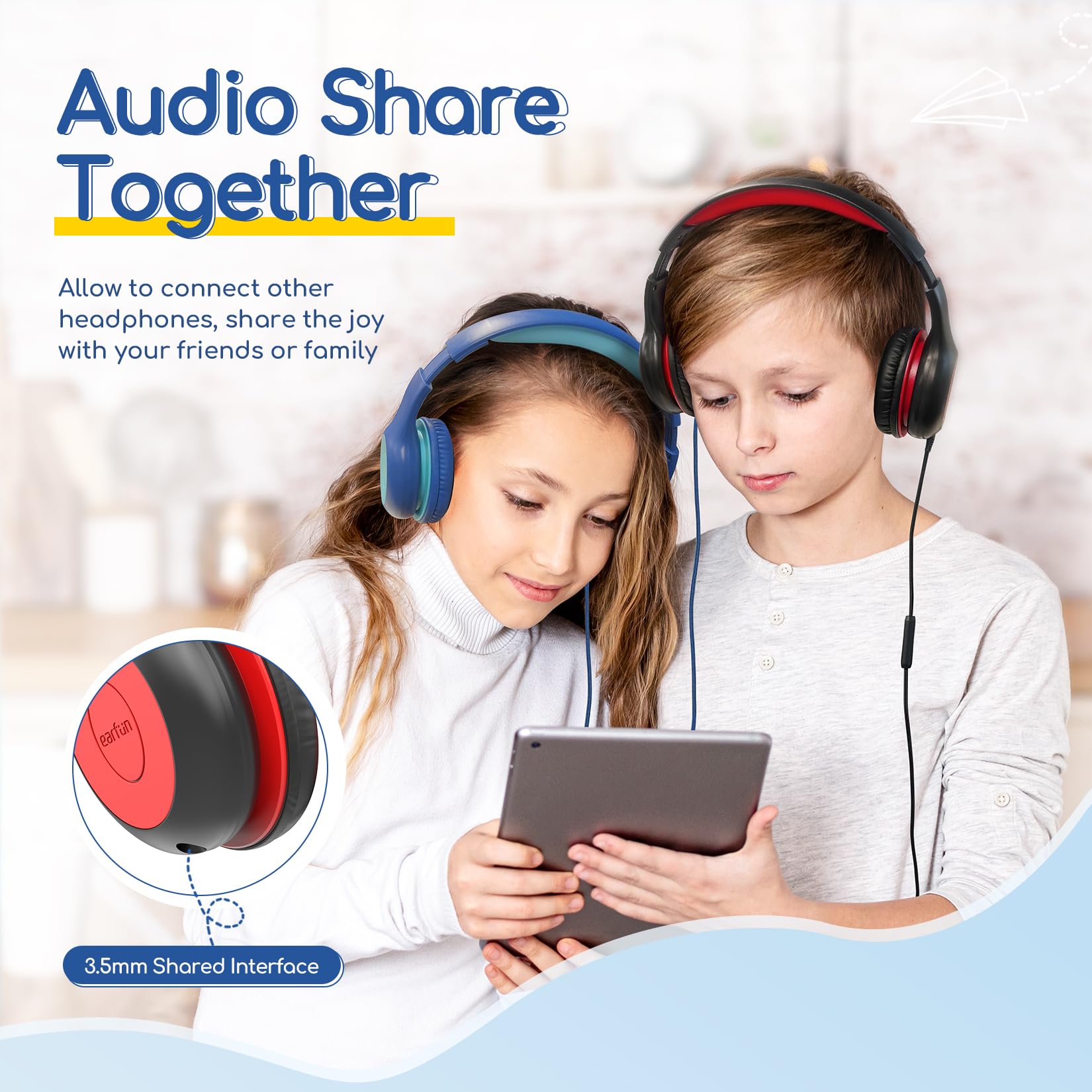 EarFun K1 Kids Headphones Wired with Mic, Volume Limit Headphones - EarFun Official Product View 7
