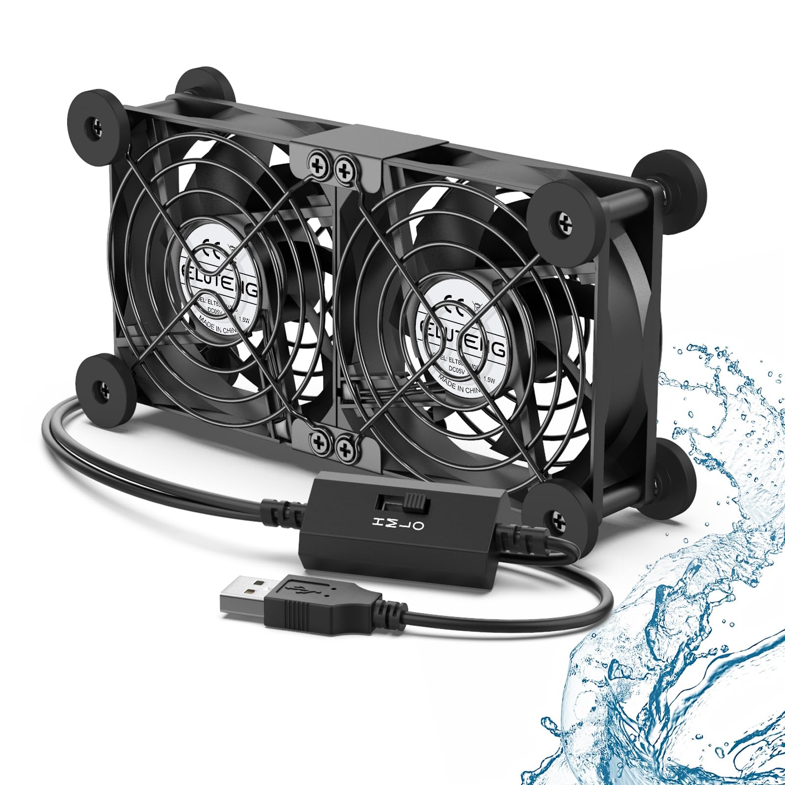 ELUTENG Dual USB Computer Cooling Fan High Speed 120mm Fan Adjust by ELUTENG - Angle View 9