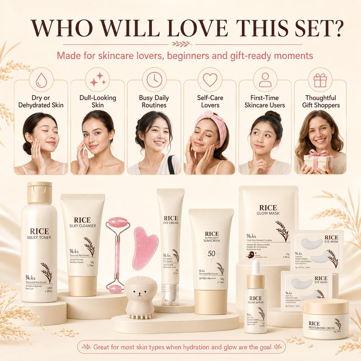 13PCS Rice Korean Skin Care Set, Korean Skincare Set, Korean - MrCuvaryas