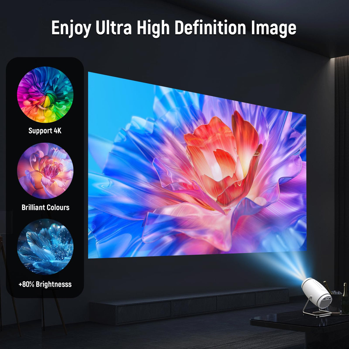 Mini Projector Projector with WiFi and Bluetooth 4K 1080P - Pisodawn Official Imagery - 4