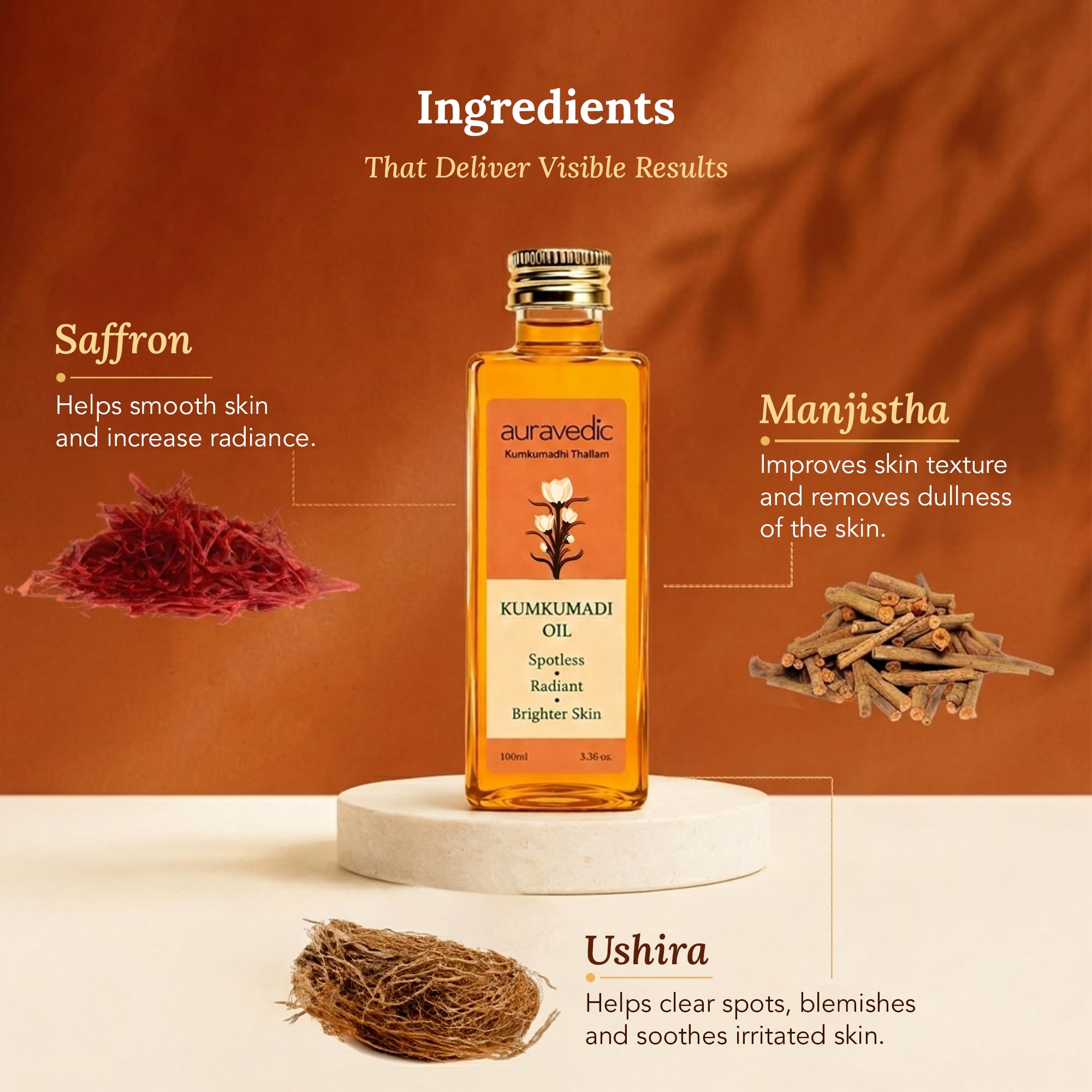 Auravedic Kumkumadi Oil Pure Saffron for Ultra Radiant Skin - Auravedic