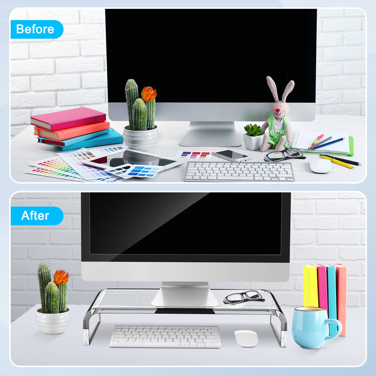 AboveTEK Acrylic Monitor Stand Premium Large Monitor Riser - AboveTEK Official Imagery - 8