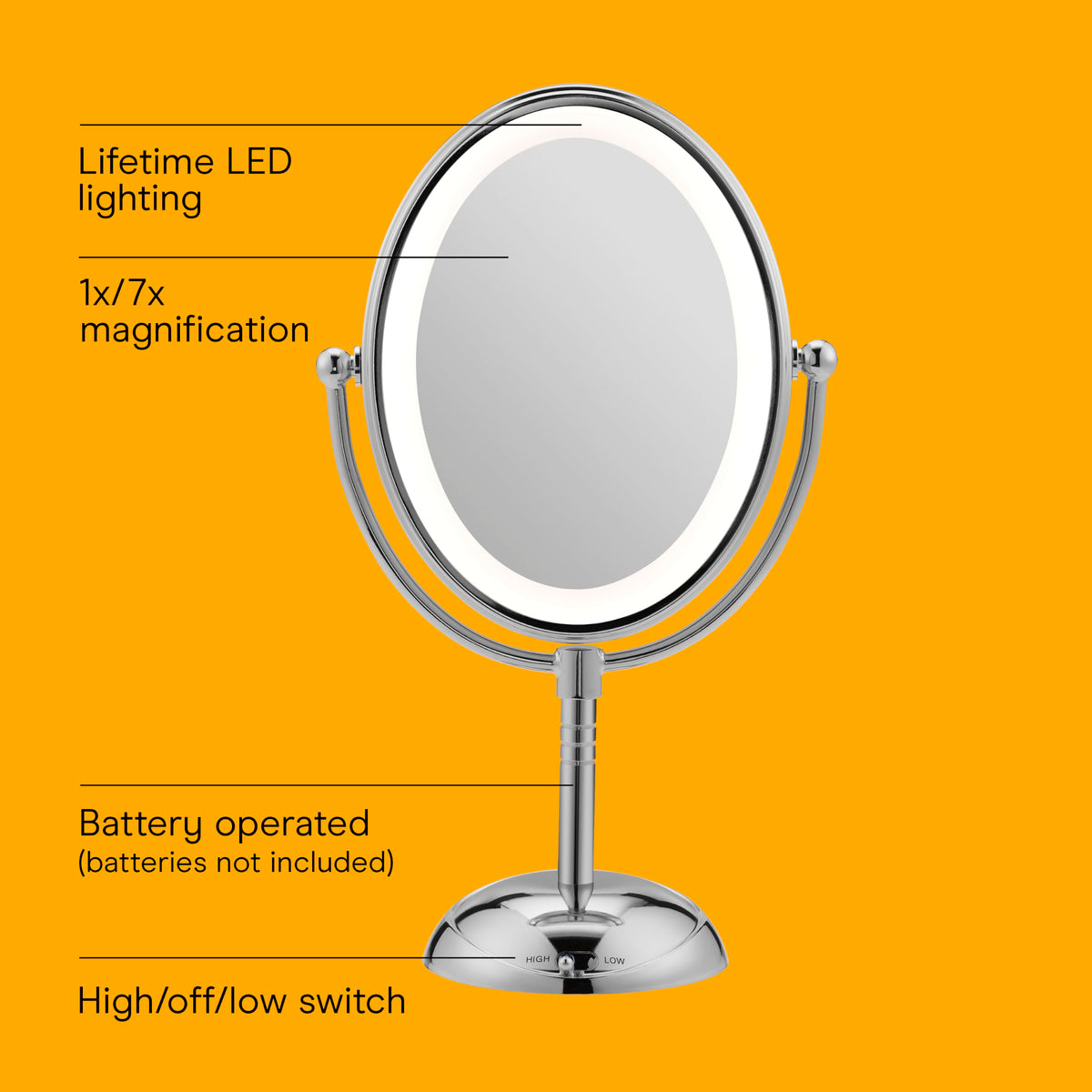 Conair Lighted Makeup Mirror LED Vanity Mirror 1X 7X - Conair Official Imagery - 3