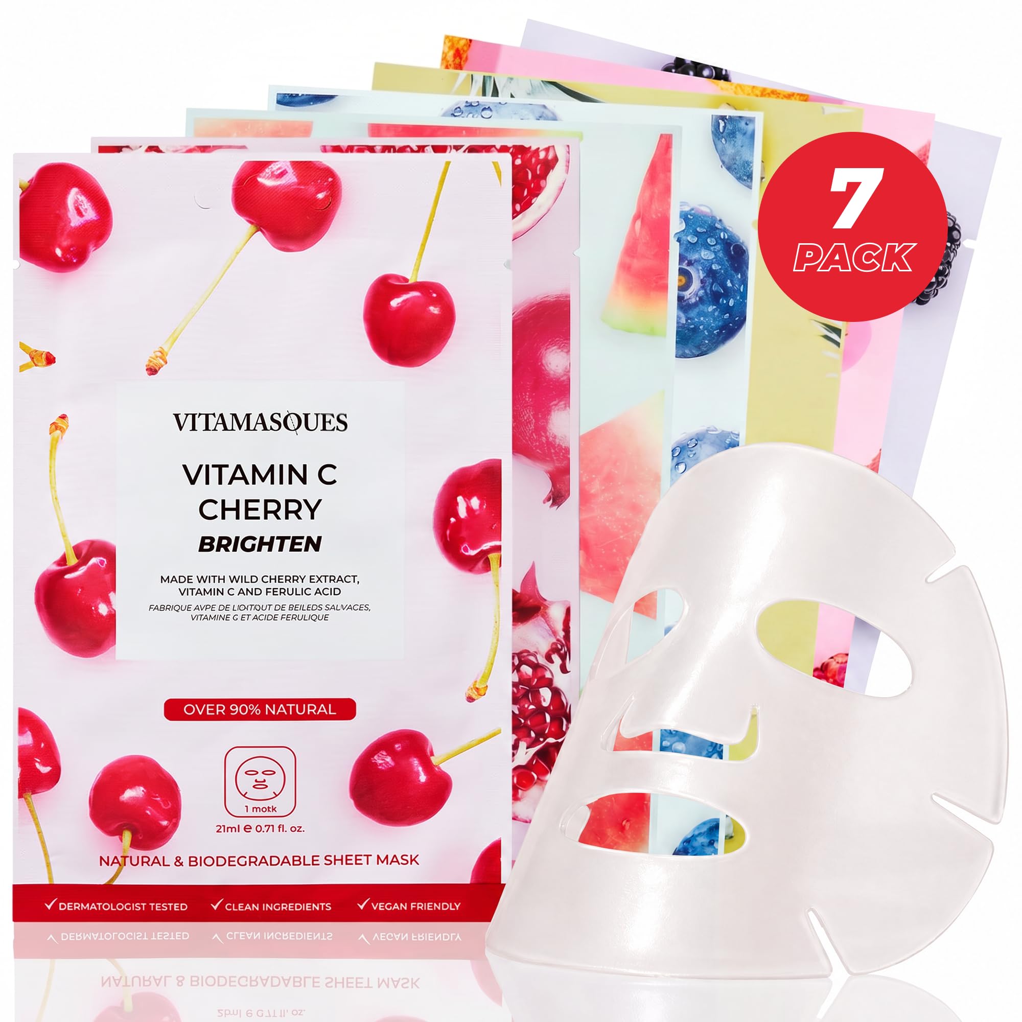 Vitamasques Korean Face Mask Set, 7-Pack Juicy Collection - Vitamasques