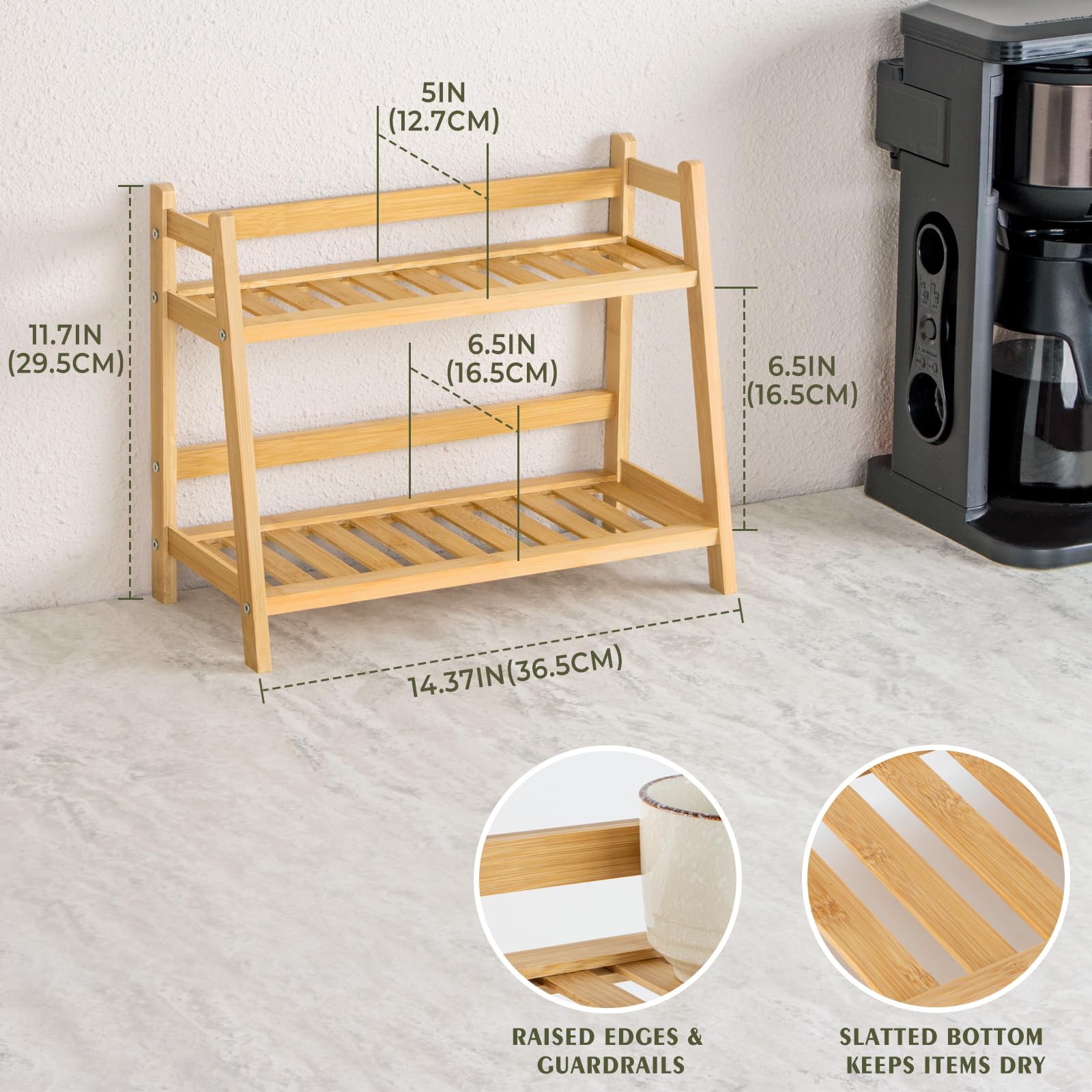 ANBOXIT Bamboo Matcha Station Organizer, Countertop 2 Tier Coffee - ANBOXIT Official Product View 2