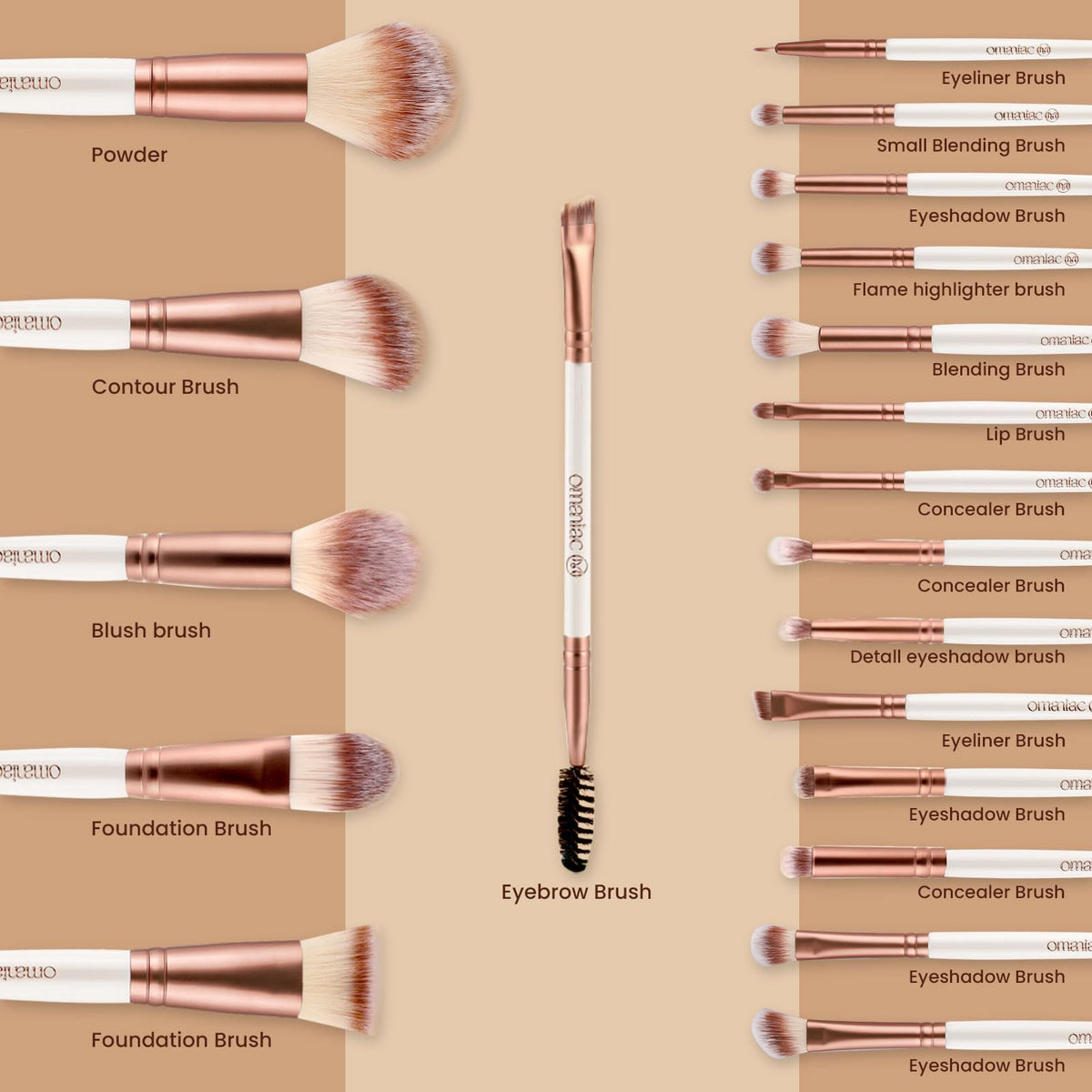 20Pcs Makeup Brush Set Professional - OMANIAC Official Imagery - 5