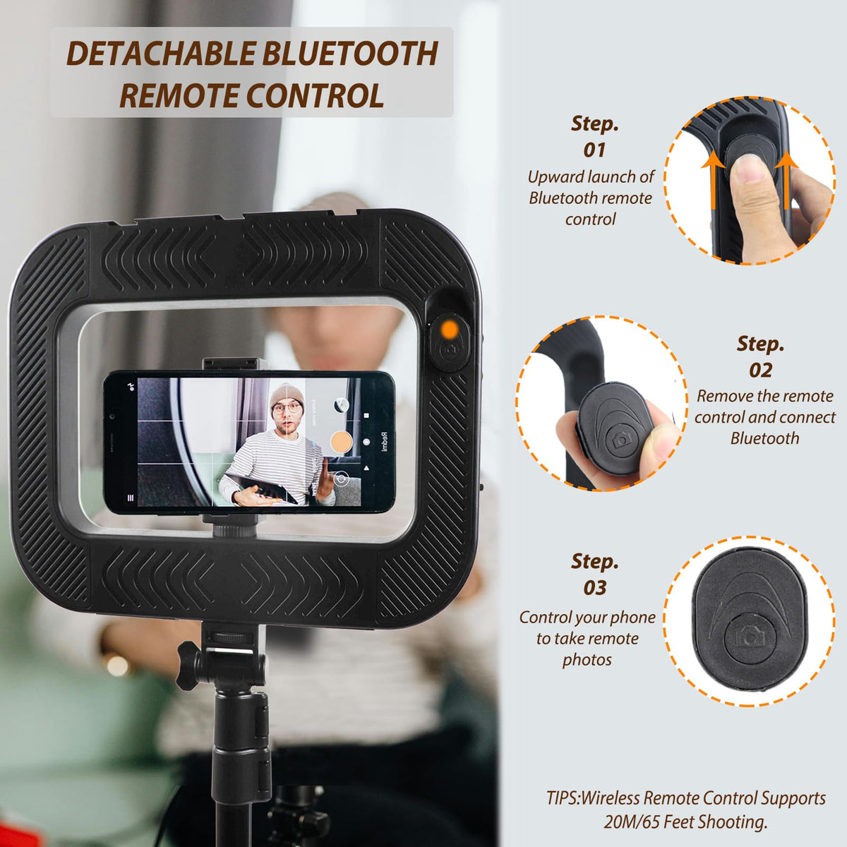 Smartphone Video Rig with Light Handheld Ring Selfie Light - WBLOOMSI Official Imagery - 6