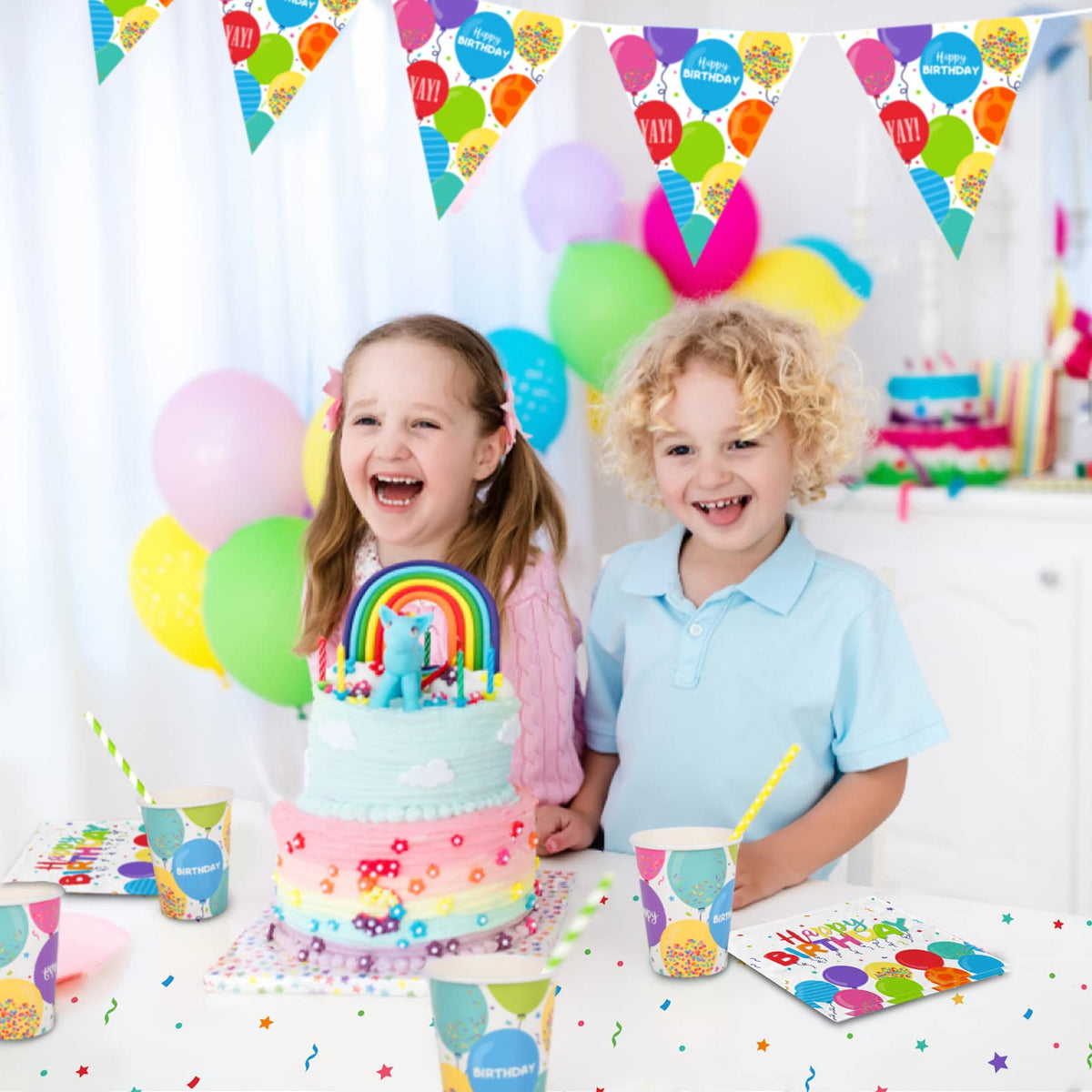 Birthday Party Supplies Disposable Paper Plates Napkins Cups - Gatherfun Official Imagery - 5