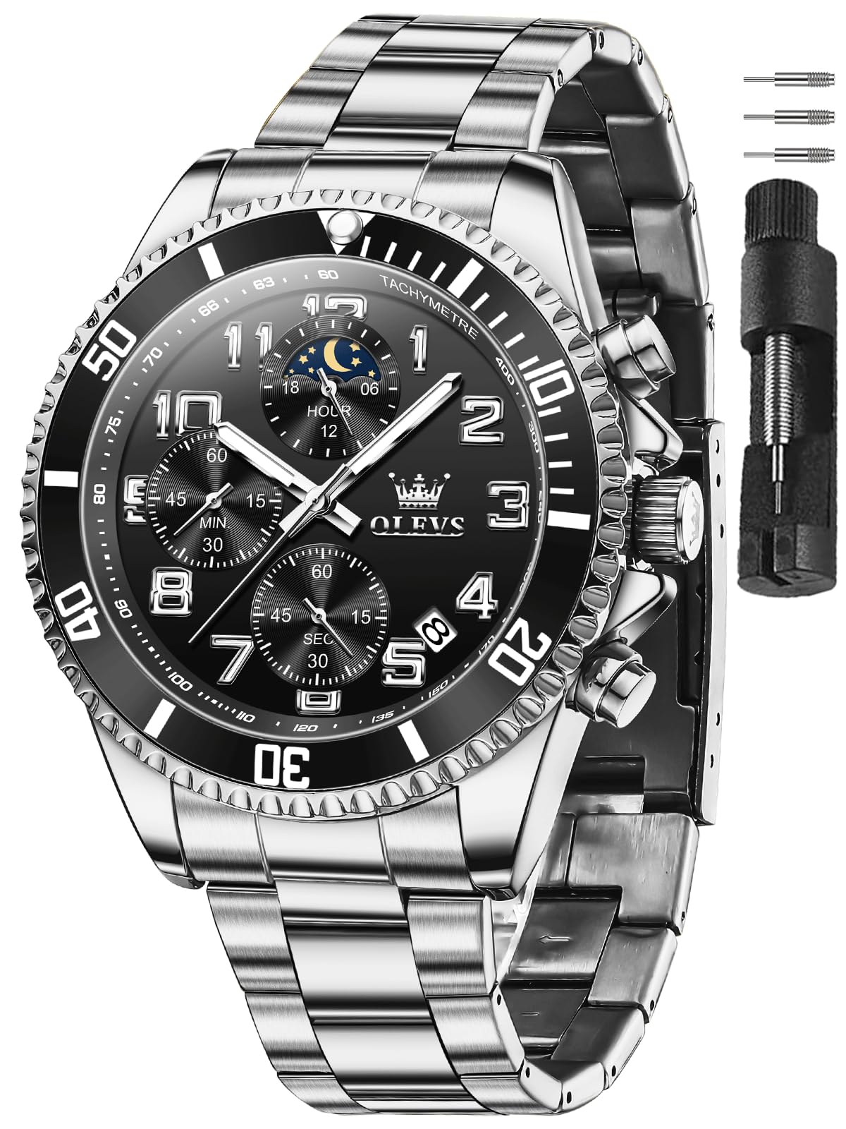 OLEVS Watches for Men Stainless Steel Dress Men Watch with Date - View 10