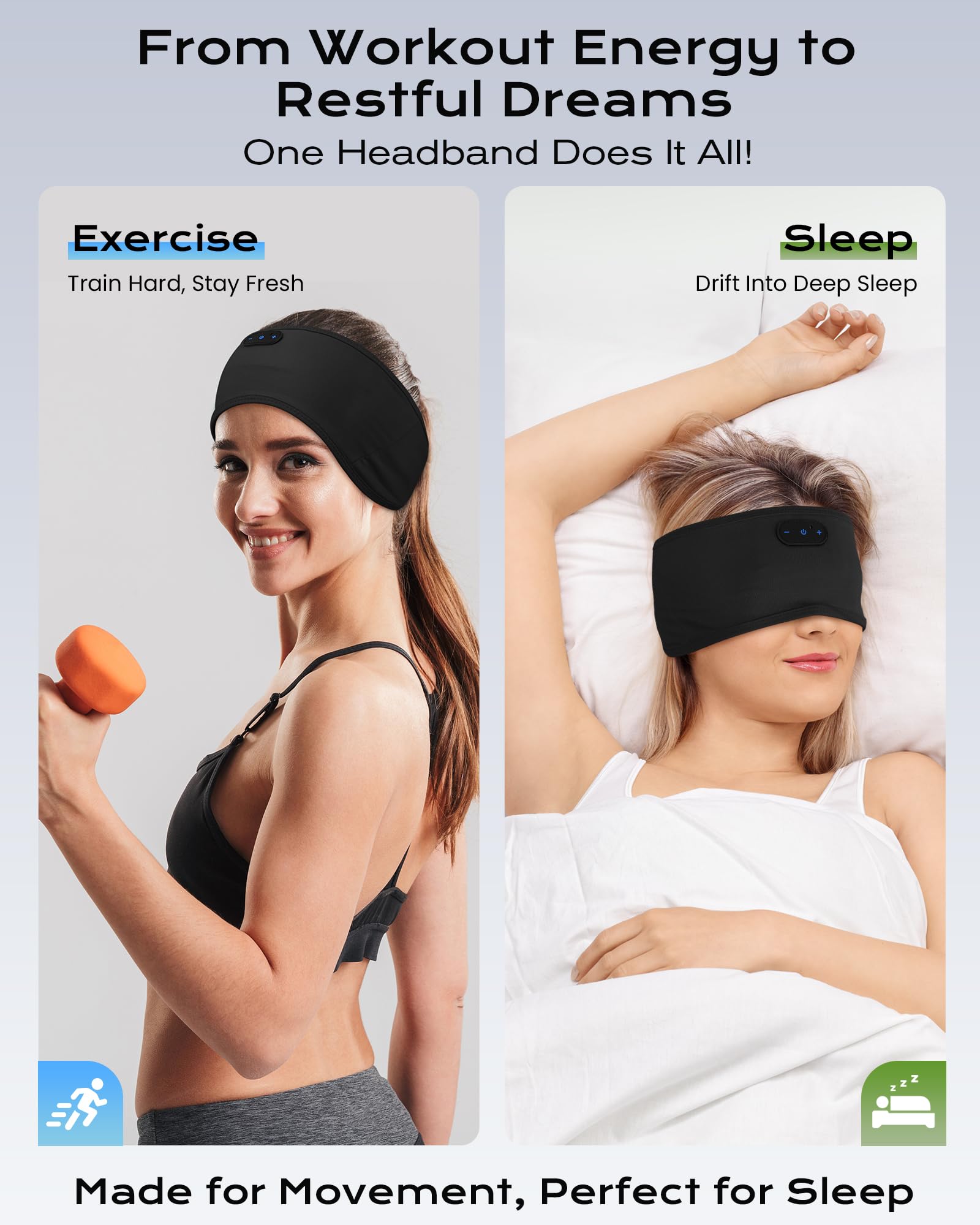 MUSICOZY Sleep Headphones Bamboo Bluetooth Headband for Side Slee - MUSICOZY Official Product View 5