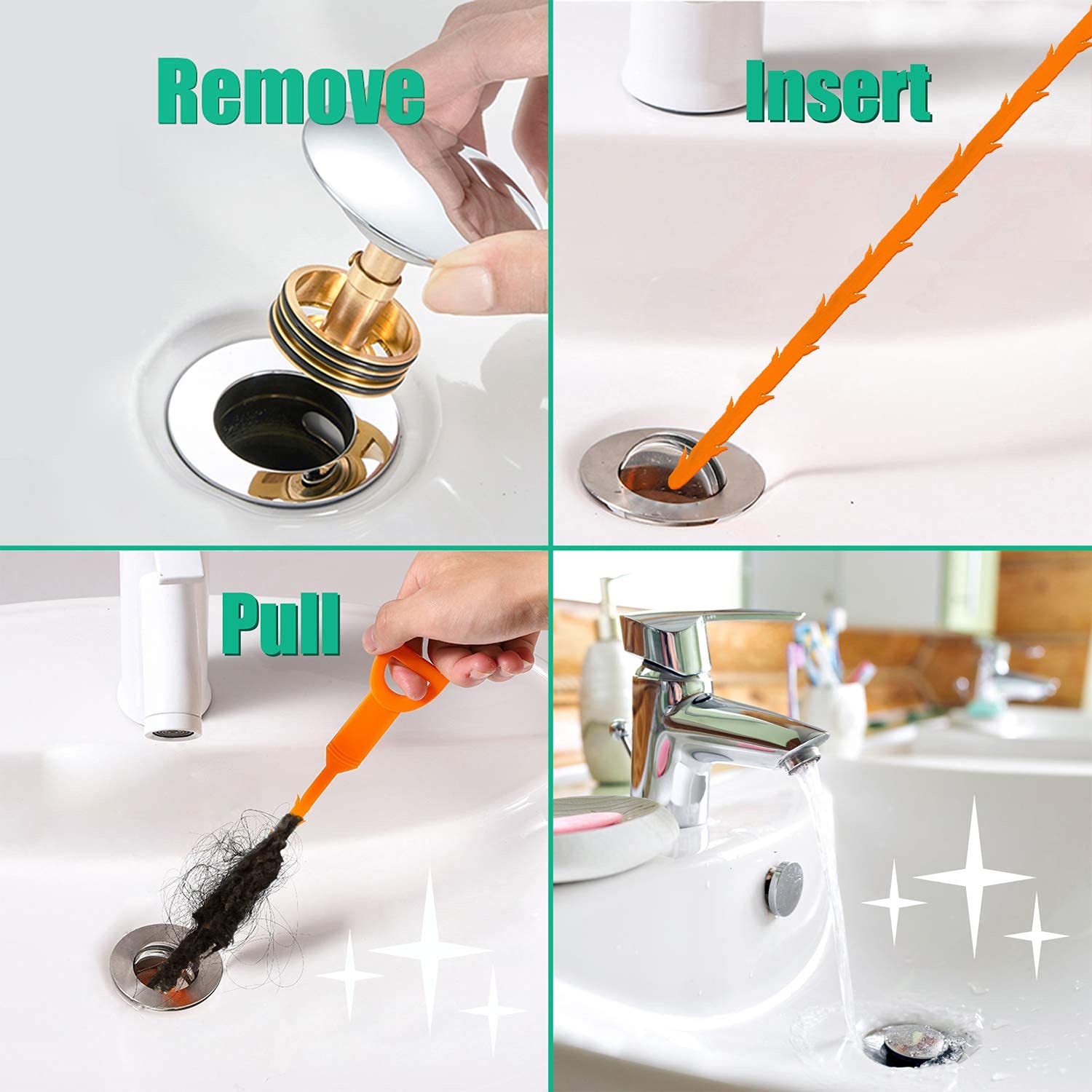 ARCTIC EAGLE Drain Snake Hair Drain Clog Remover - 3 Pack Shower by ARCTIC EAGLE - Angle View 2