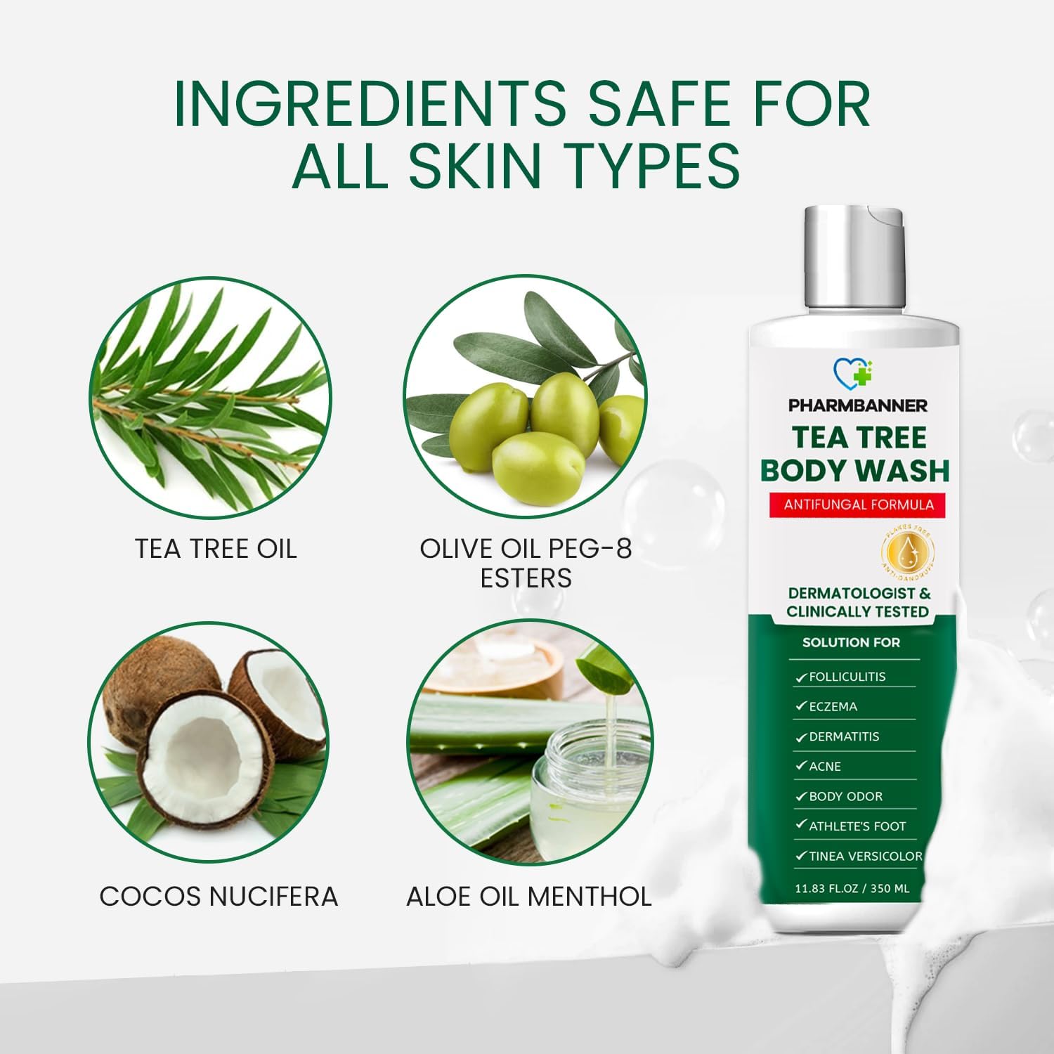 PHARMBANNER Tea Tree Antifungal Body Wash Soothes - PHARMBANNER Official Imagery - 7