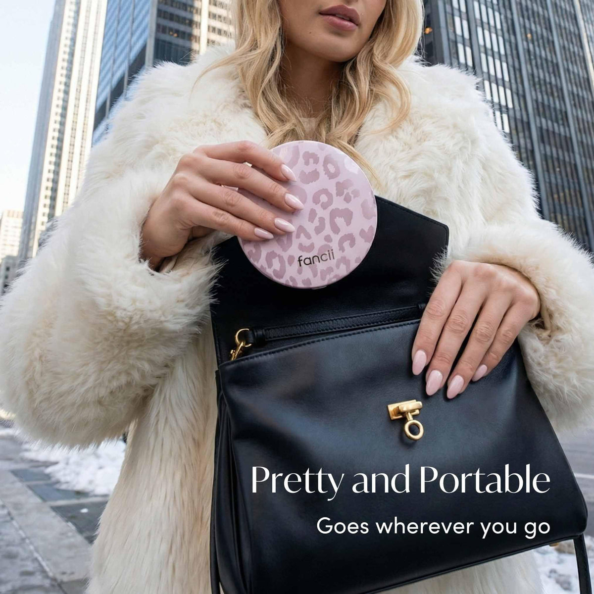 Fancii Taylor LED Lighted Travel Makeup Mirror Rechargeable - Fancii Official Imagery - 4