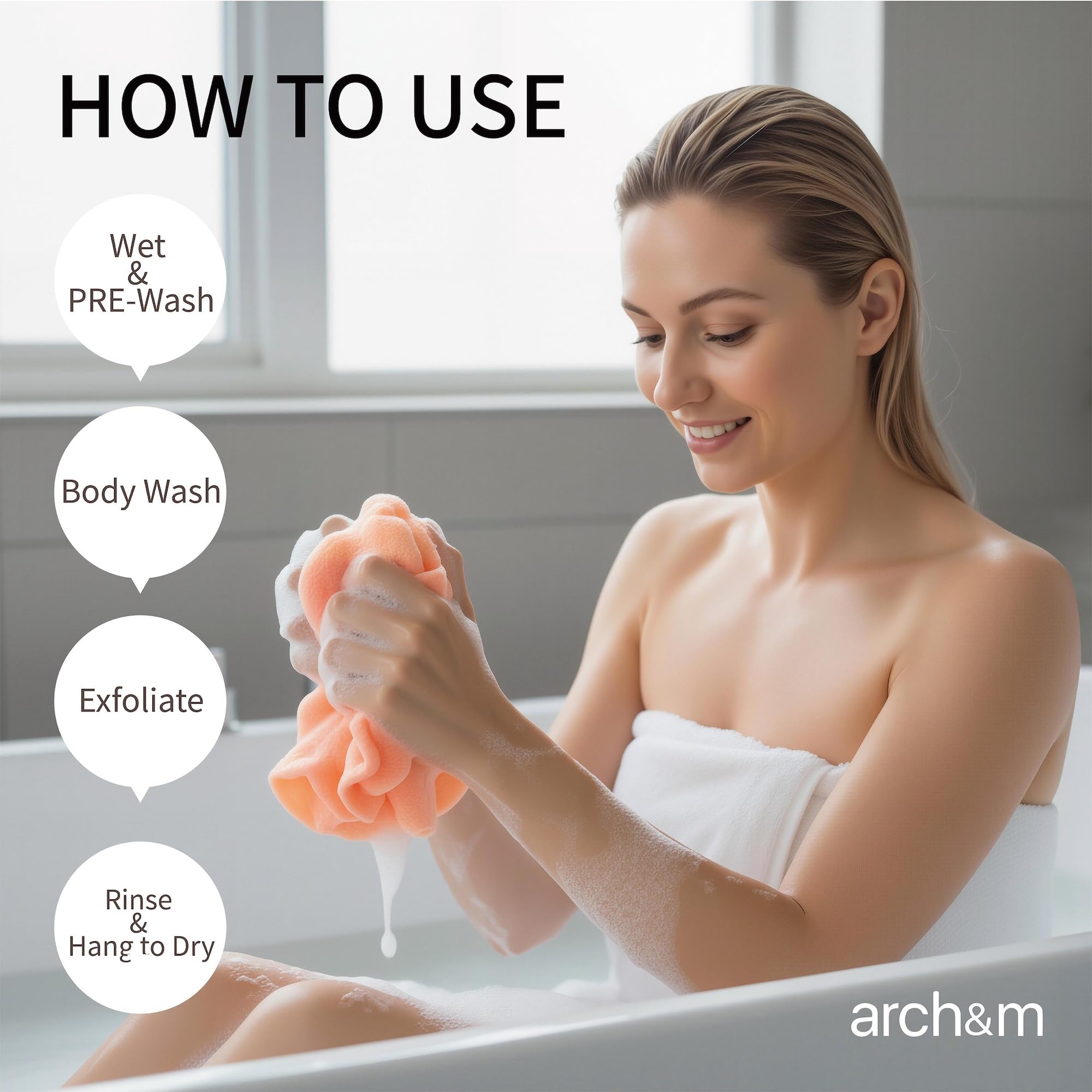 ARCH&M Exfoliating Washcloth & Shower Body Scrubber - ARCH&M Official Product View 3