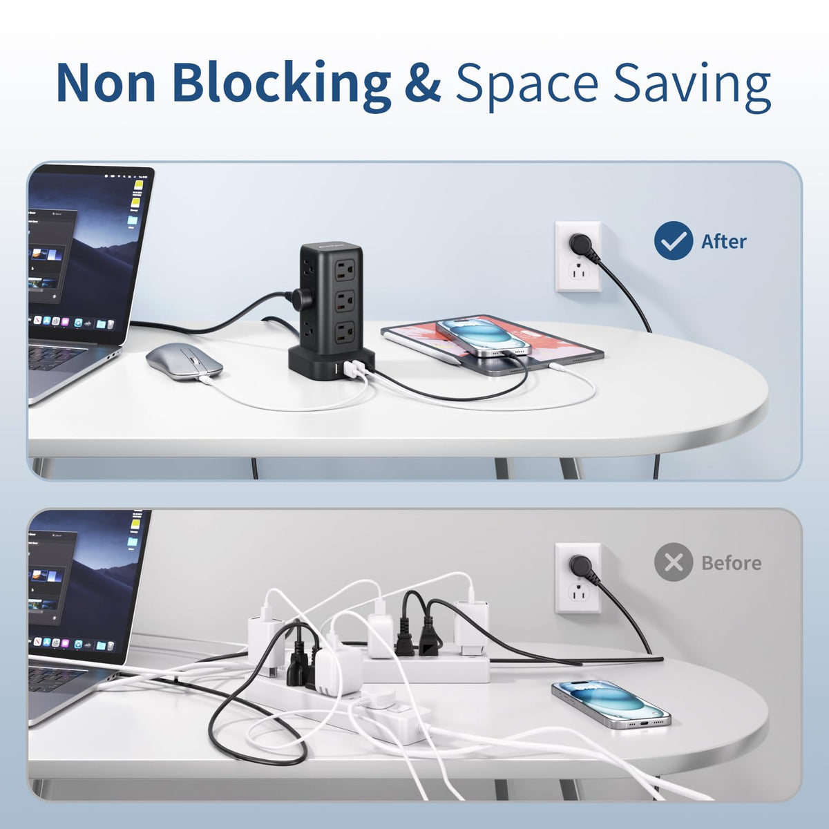 Power Strip 6 5 FT Cord Power Strip Tower with 4 USB Ports - AnnTane Official Imagery - 6