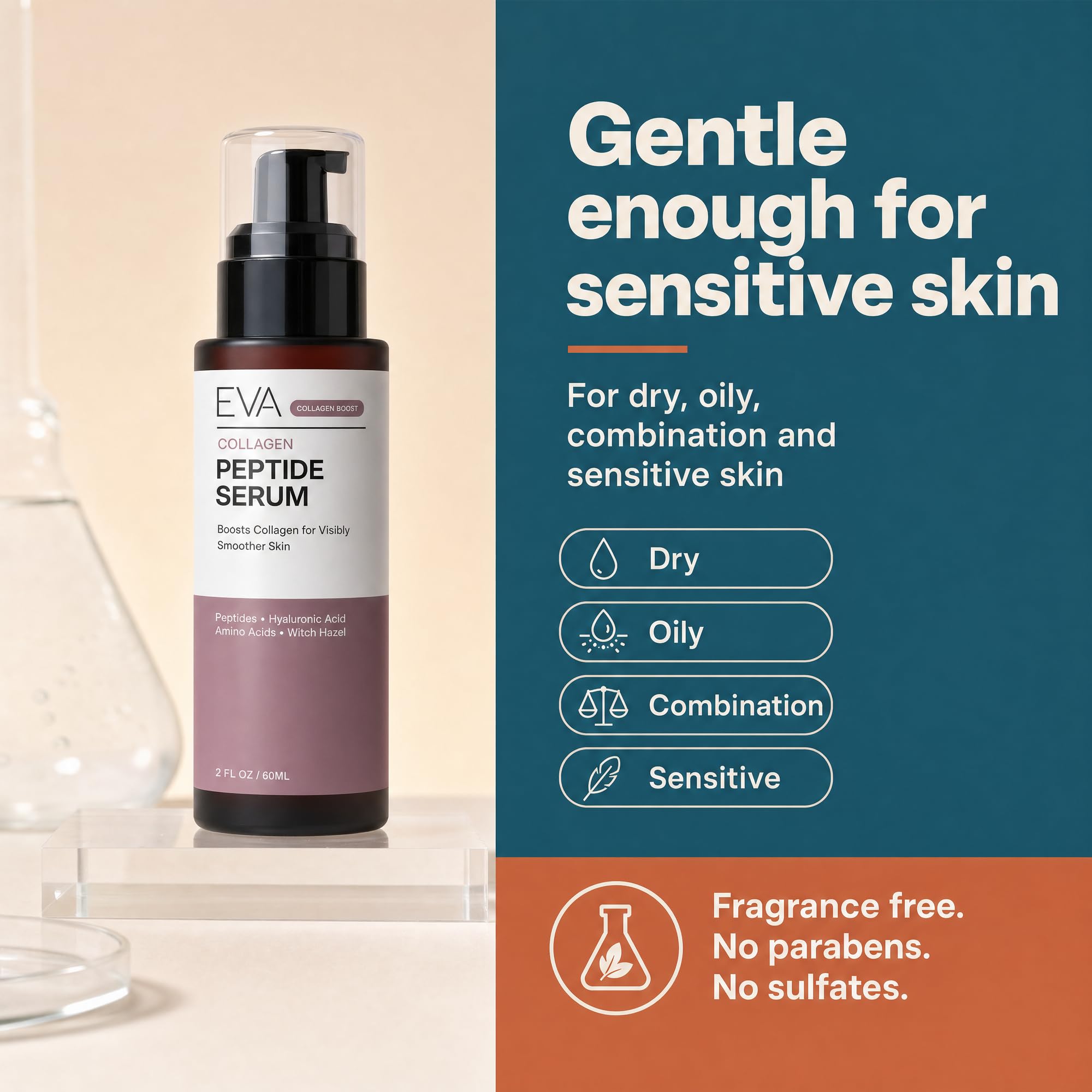 Eva Naturals Collagen Multi Peptide Serum for Face, Copper Peptides - Eva Naturals Official Product View 9