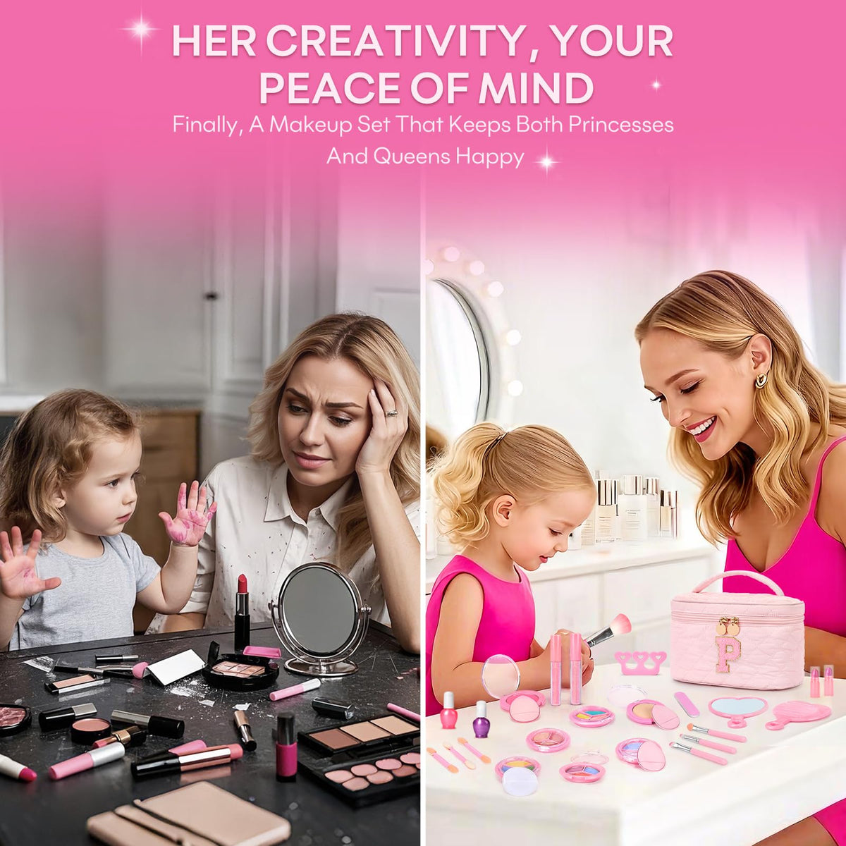 Kids Washable Makeup Set for Girls 29Pcs Real Make Up Toys - mibasies Official Imagery - 6