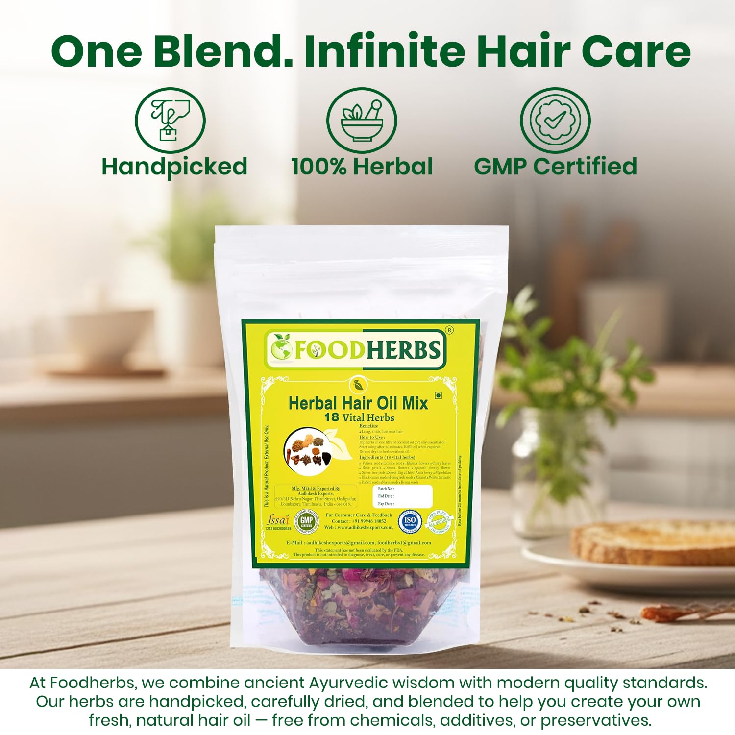 Foodherbs Premium Herbal Hair Oil Mix with 18 Ayurvedic Herbs for Natural - Foodherbs Official Product View 9