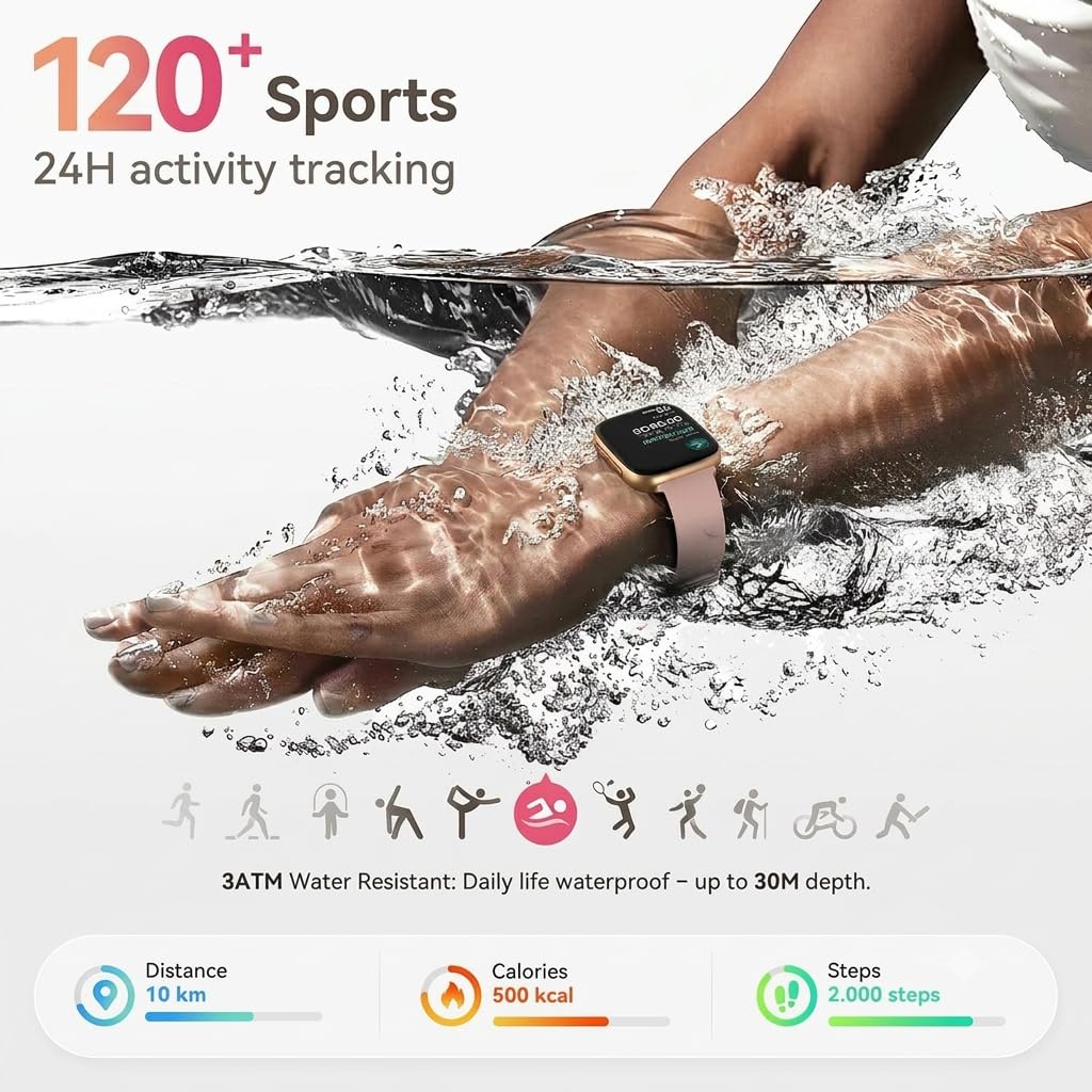Tensky Smart Watch for Women, Answer/Make Call, 1.85" AMOLED Always-On - View 6