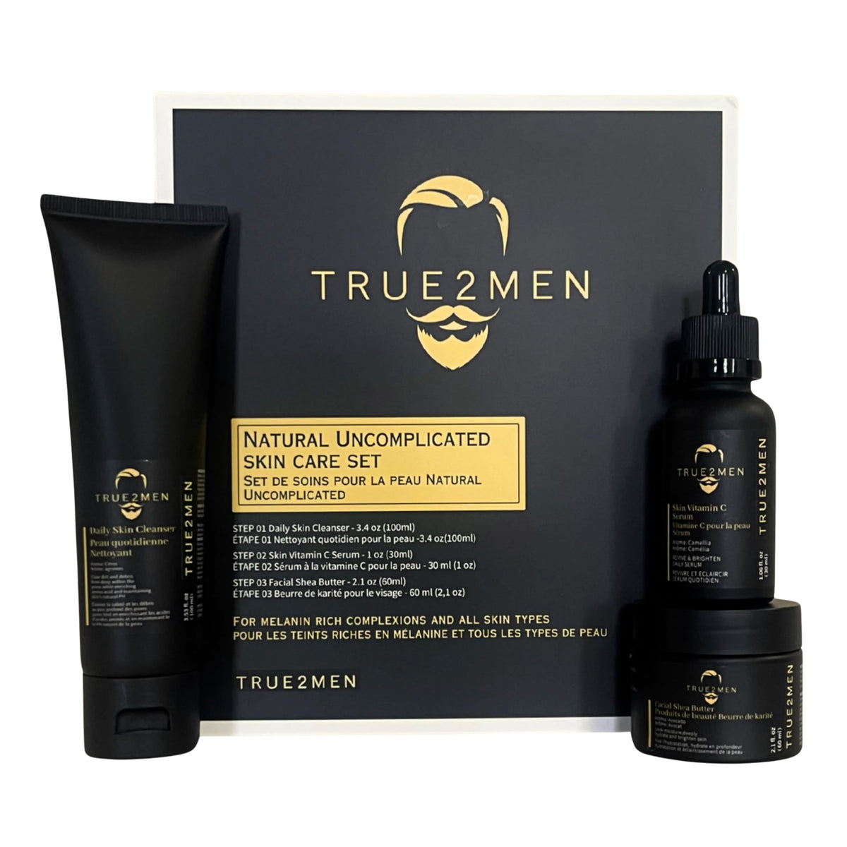 Men s Natural Skin Care Set Face Cleanser Vitamin C Serum - True2Men Official Imagery - 2