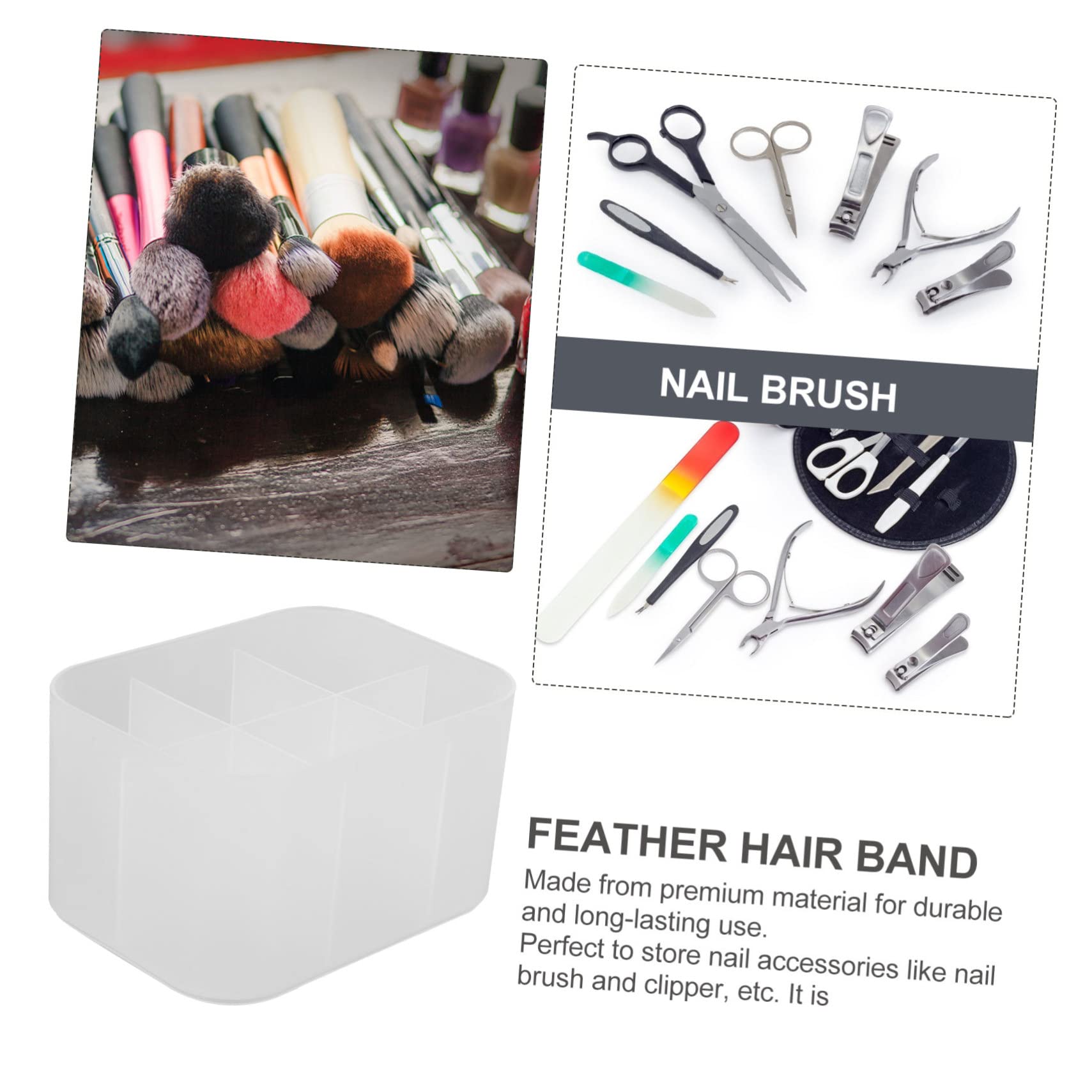 PAMINGONO Nail Art Tools Box Desktop Storage Box for Nail Art Pens Brush Decor 6 Slots in White