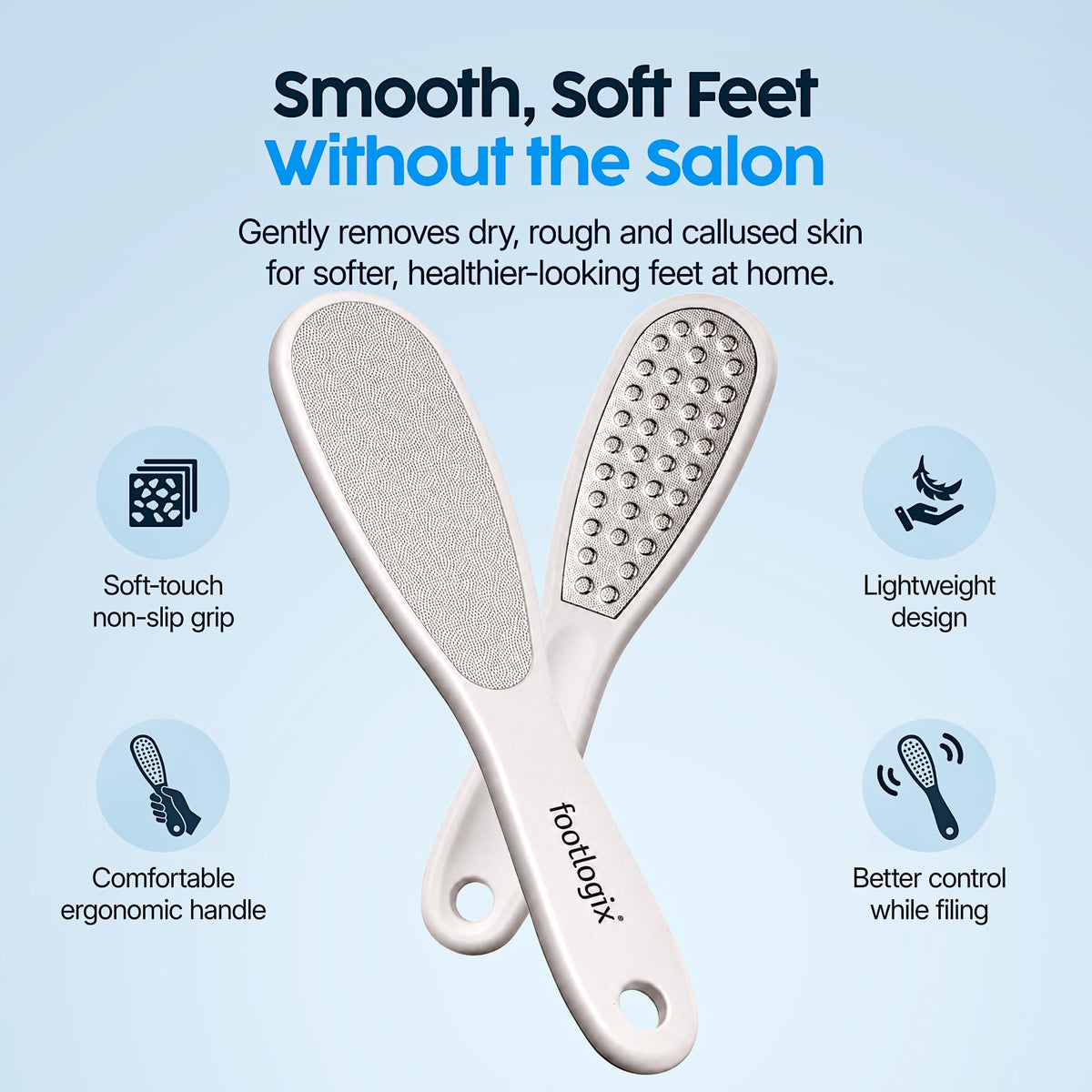 Footlogix Double Sided Stainless Steel Foot File with - FOOTLOGIX Official Imagery - 3
