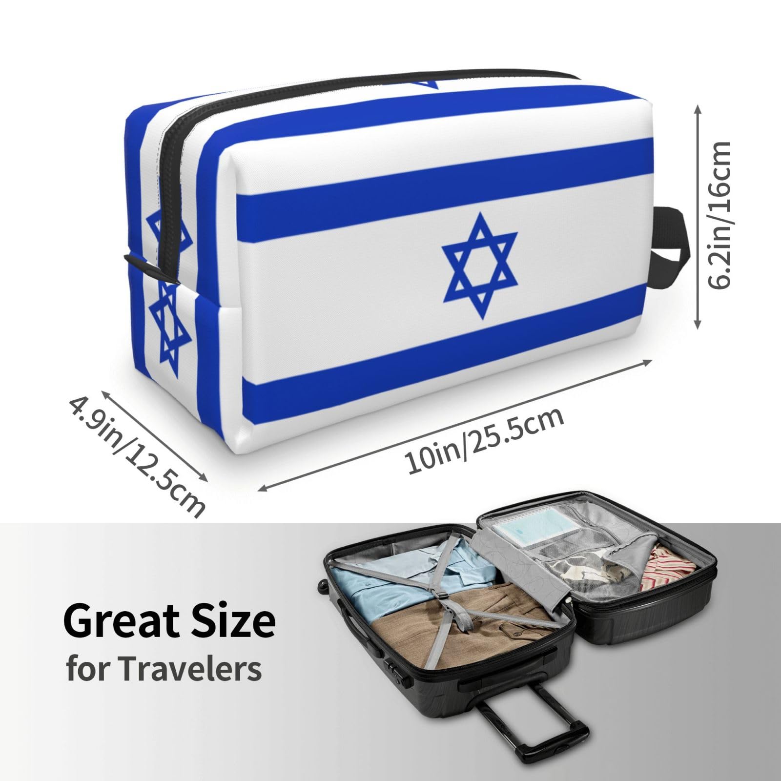 SXZVVBN Israeli flag Large Capacity Travel Toiletry Bag Durable Oxford Cloth Makeup Organizer Cosmetic Pouch