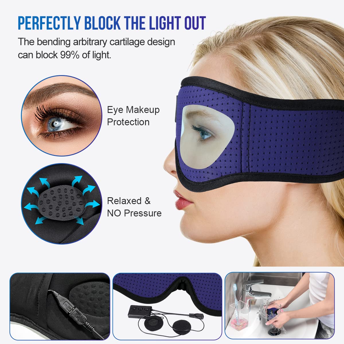 MUSICOZY 3D Sleep Headphones Bluetooth 5.4 Breathable Sleep Eye M - MUSICOZY Official Product View 6