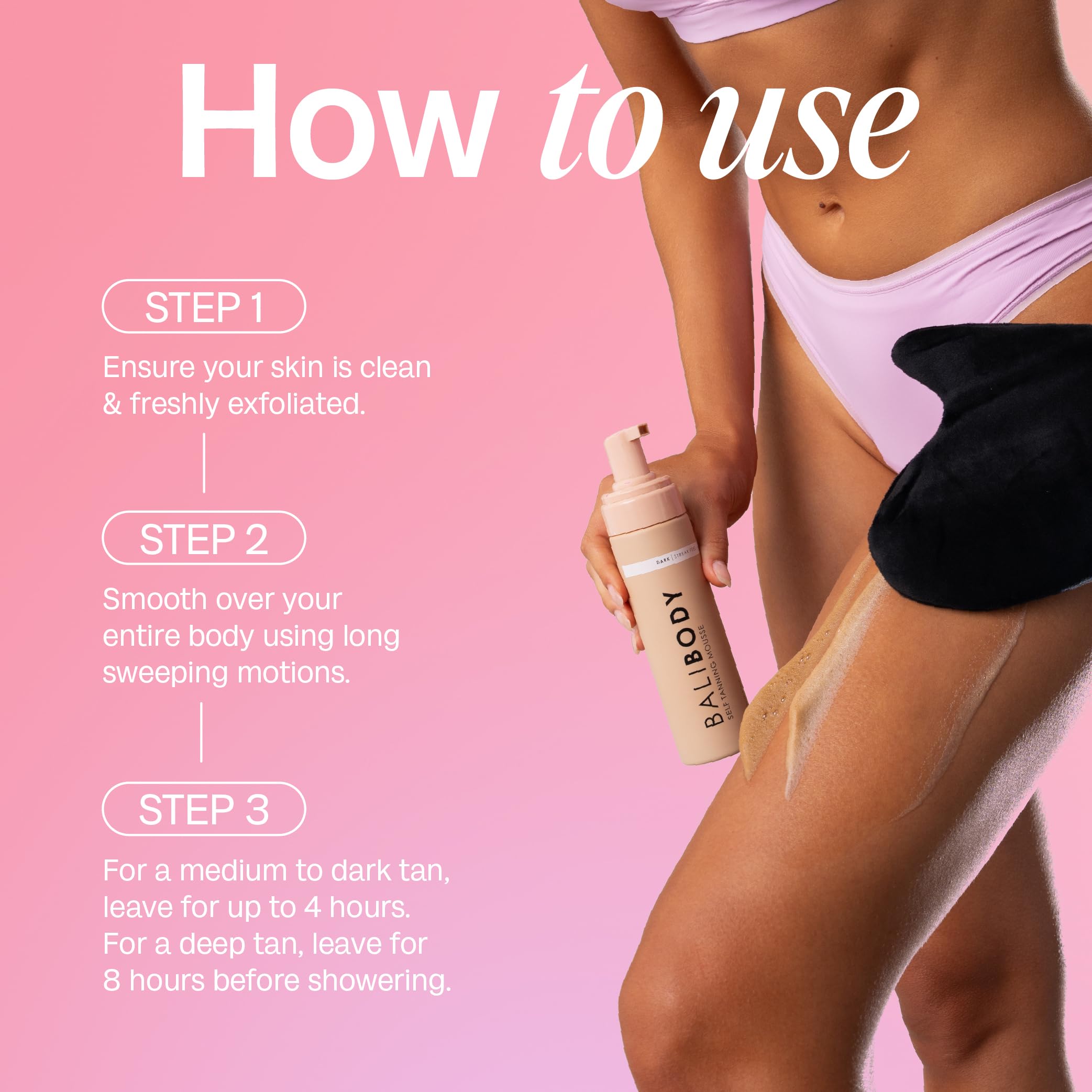 Bali Body Self Tanner Mousse Dark – Sunless Tanning Foam for Body - Natural & - BALI BODY Official Product View 7