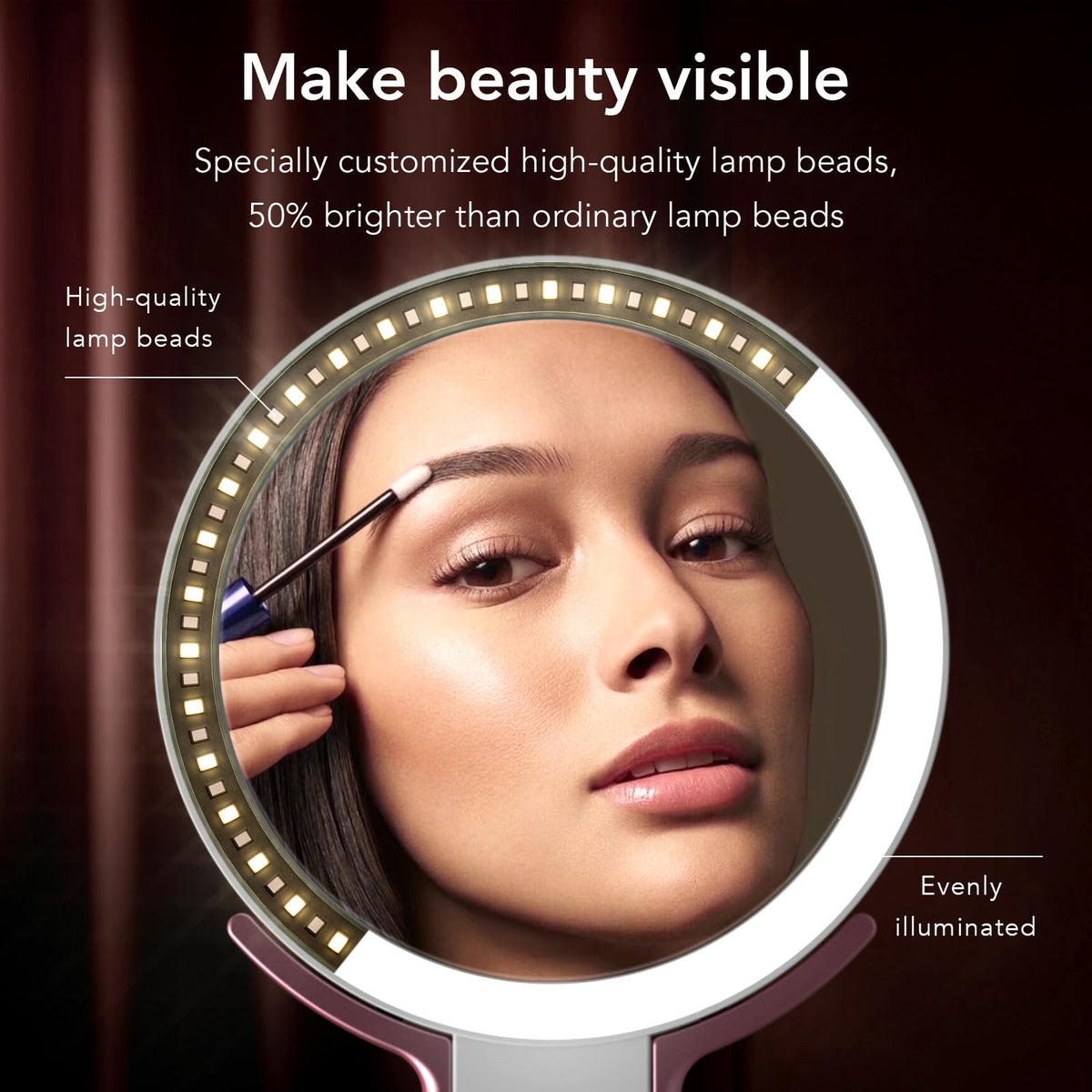 LitBear Travel Makeup Mirror with Lights Rechargeable Double - LitBear Official Imagery - 3