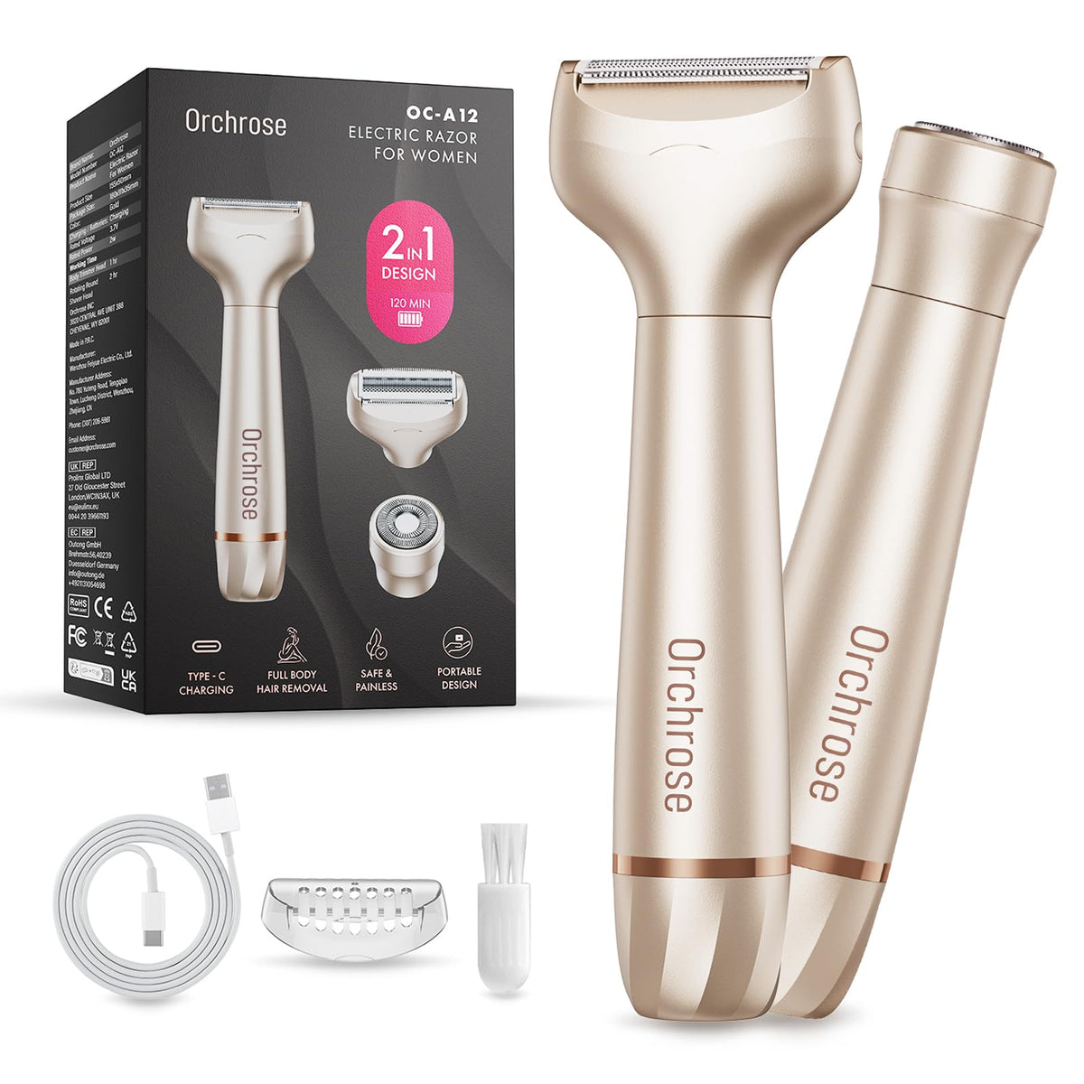 Women s Electric Razor Cordless Painless Shaver for Face - Orchrose Official Imagery - 1