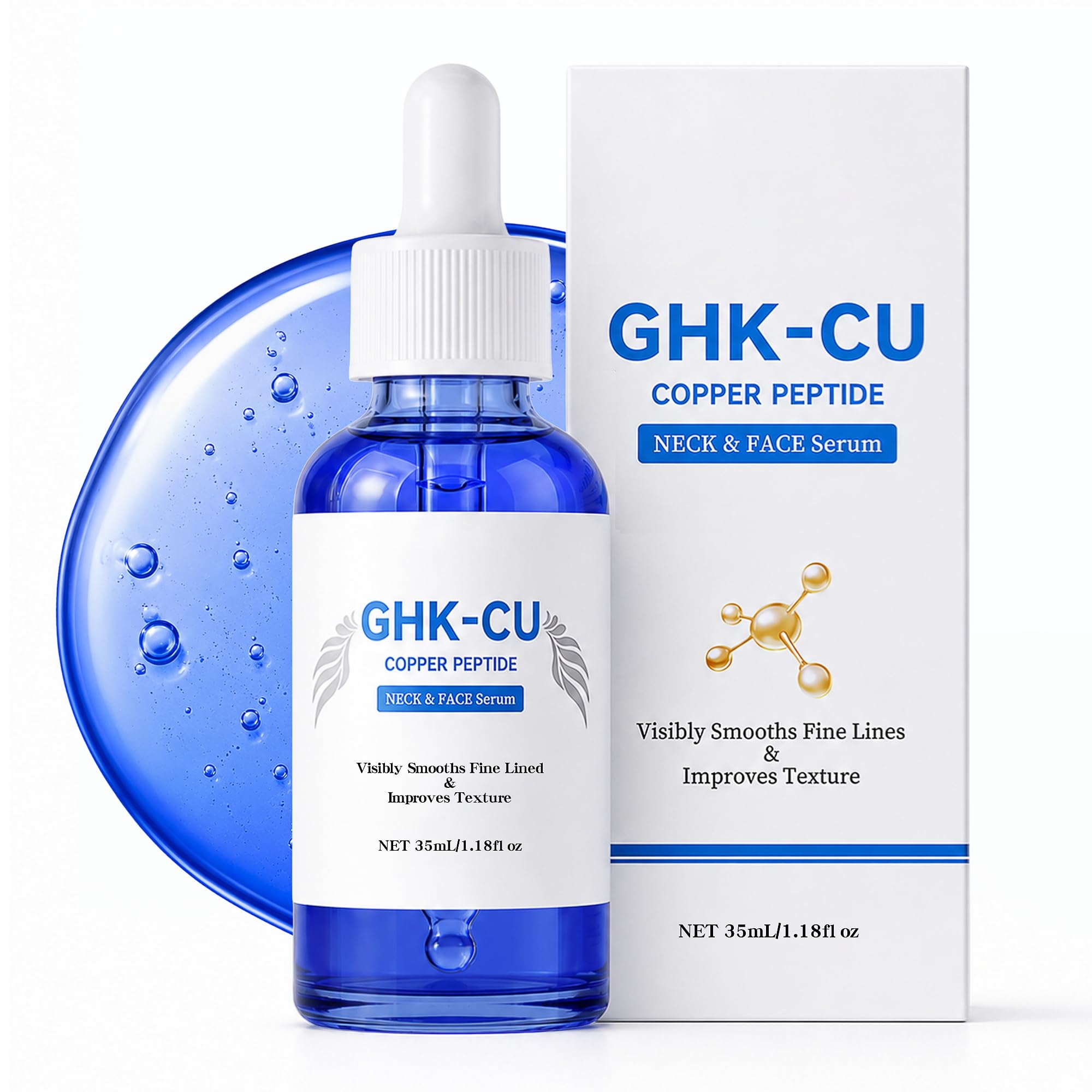 Copper Peptides Serum for Face, 1.18 fl oz/35ml, with GHK-Cu - Product Imagery