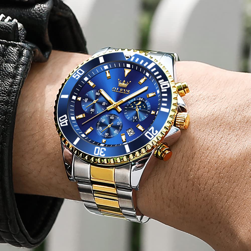 OLEVS Mens Stainless Steel Watch Fashion Luxury Big Face Analog Waterp - View 4