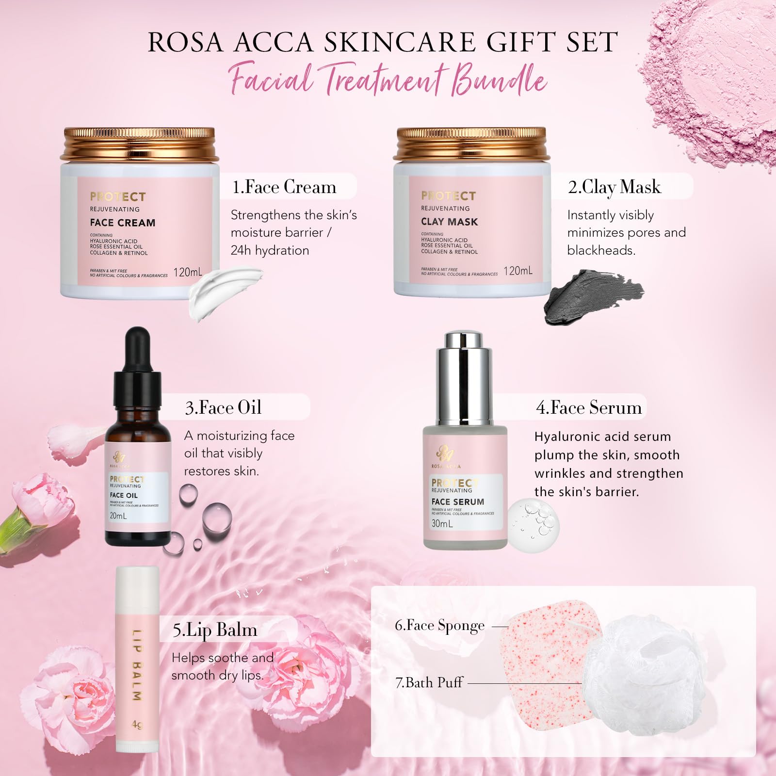 Gifts for Women, Birthday Gift for Women, 30pcs Rose Face Skin - RA ROSA ACCA